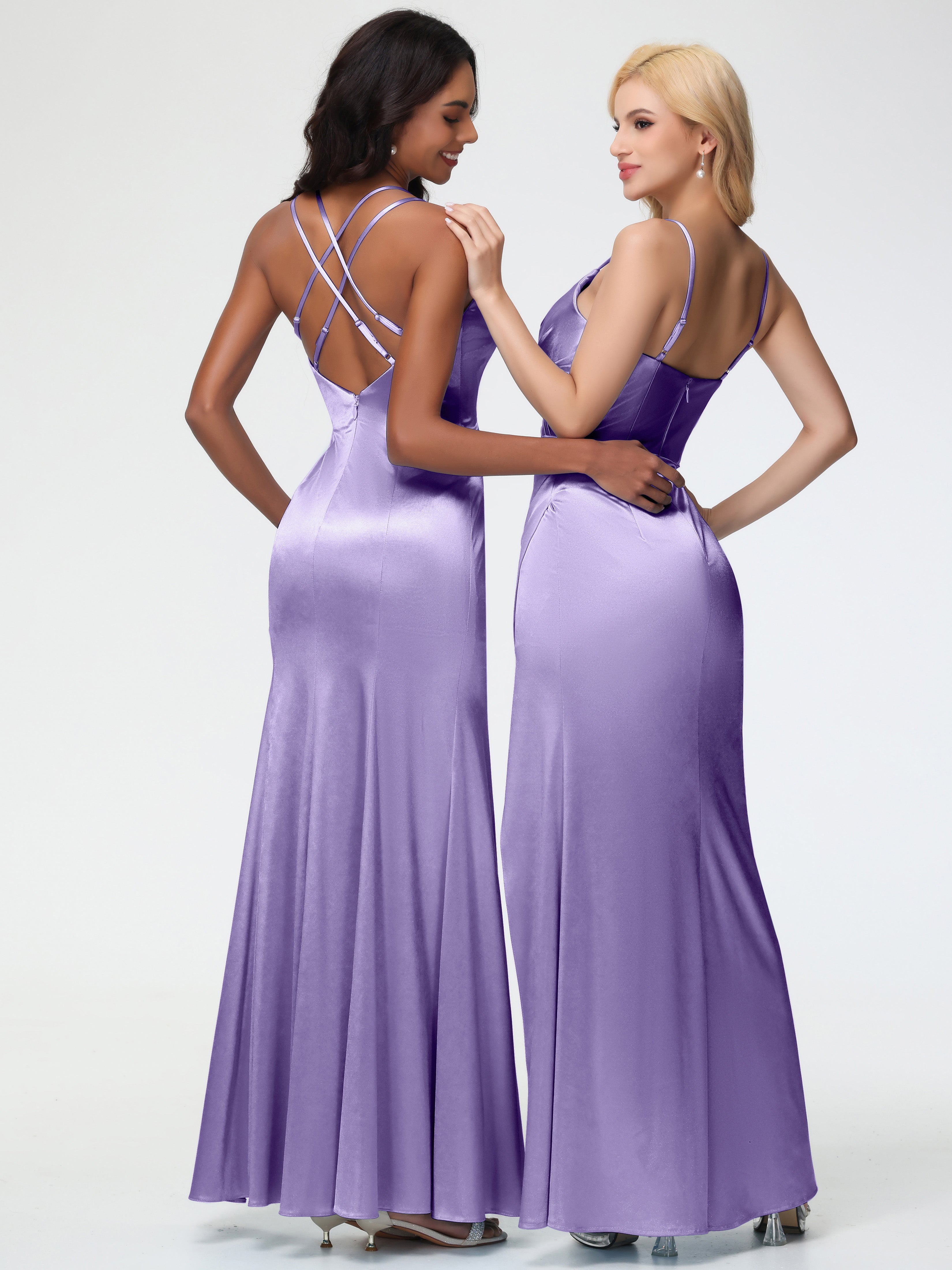 Robes De Demoiselle D'Honneur Tahiti Col Bénitier Fendue Fourreau/Colonne Satin Extensible Robe De Demoiselle D'Honneur