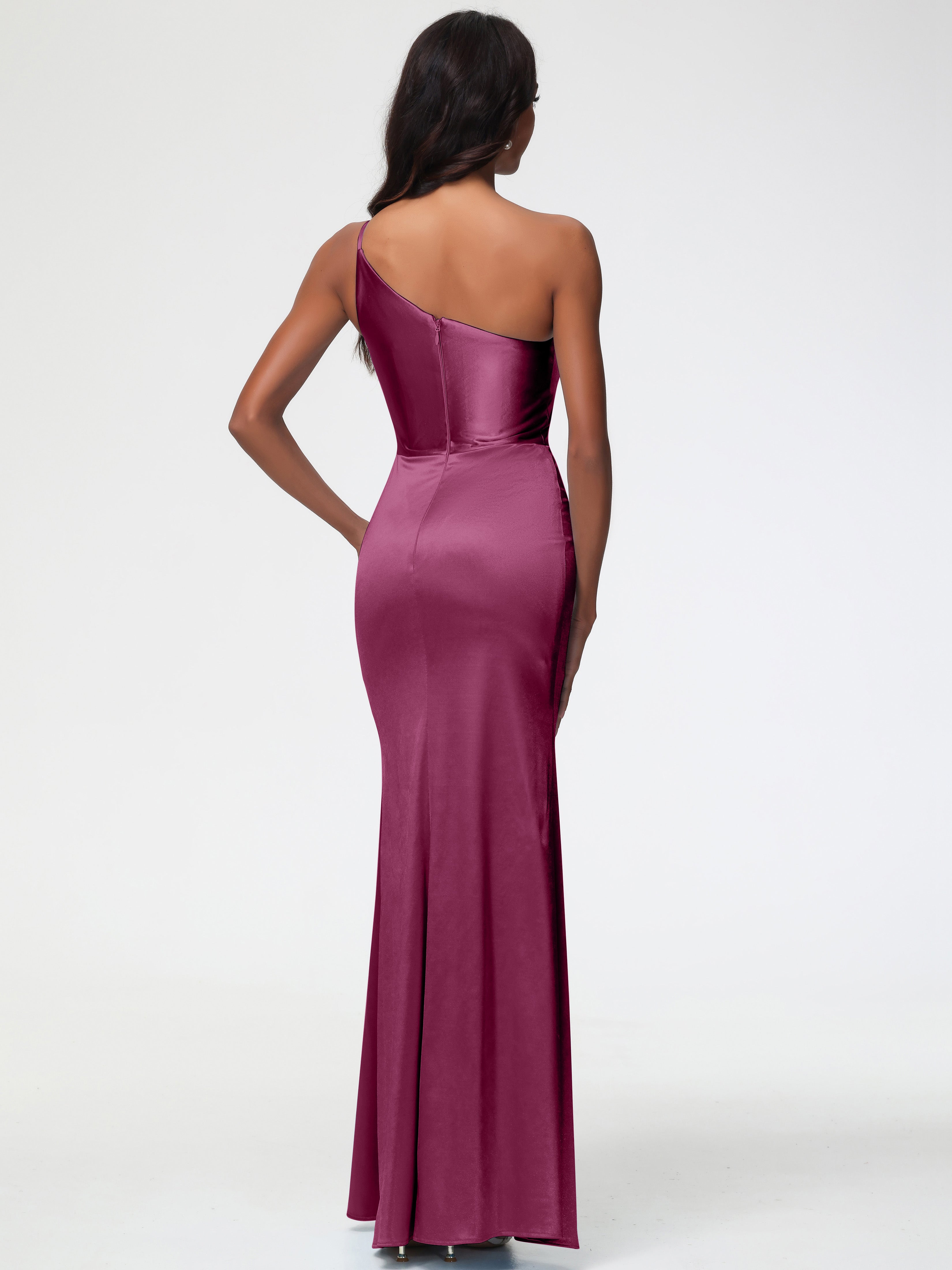 Robes De Demoiselle D'Honneur Mure Seule-Épaule Satin Extensible Robe Sirène Demoiselle D Honneur