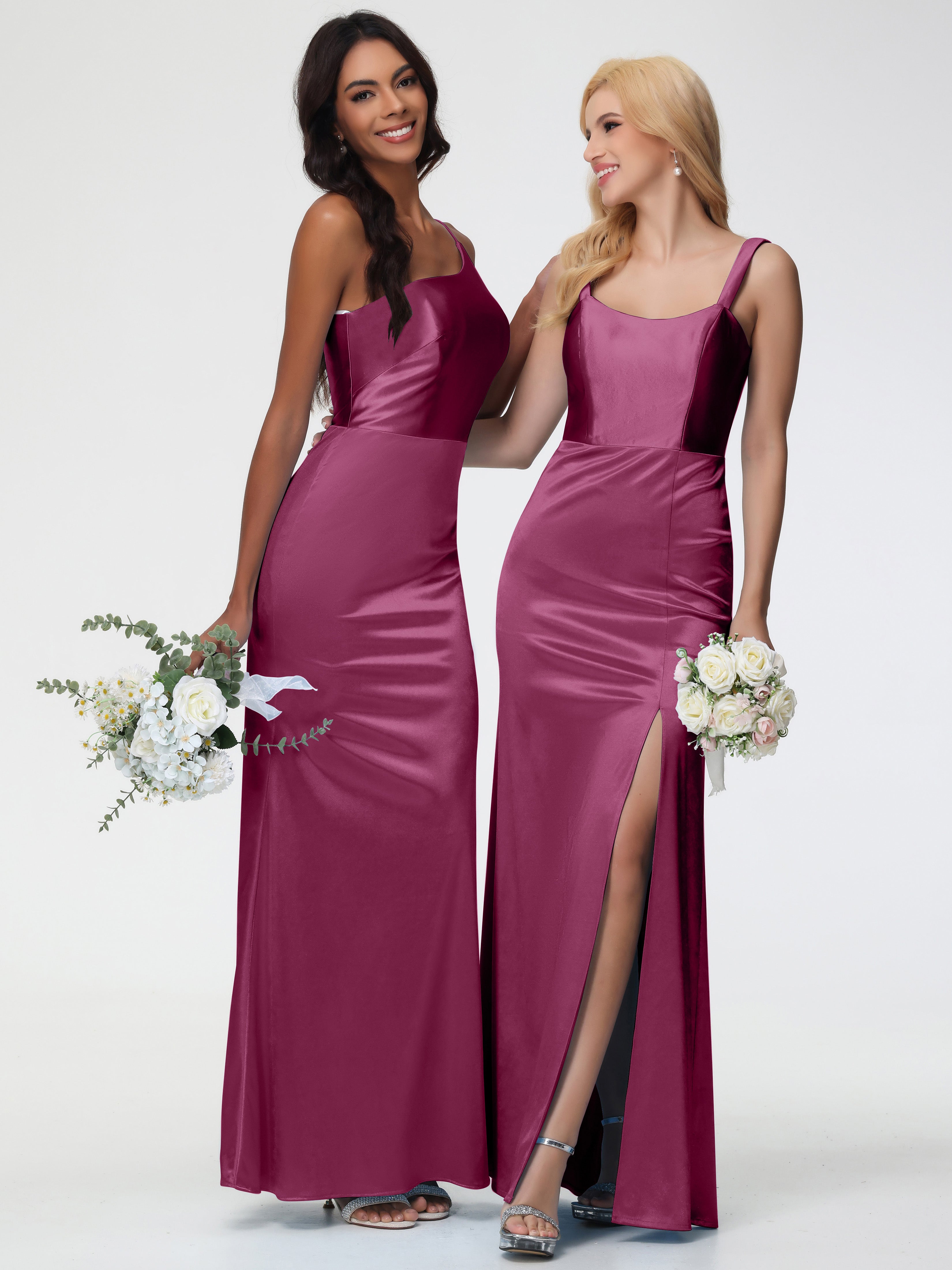 Robes De Demoiselle D'Honneur Mure Seule-Épaule Satin Extensible Robe Sirène Demoiselle D Honneur