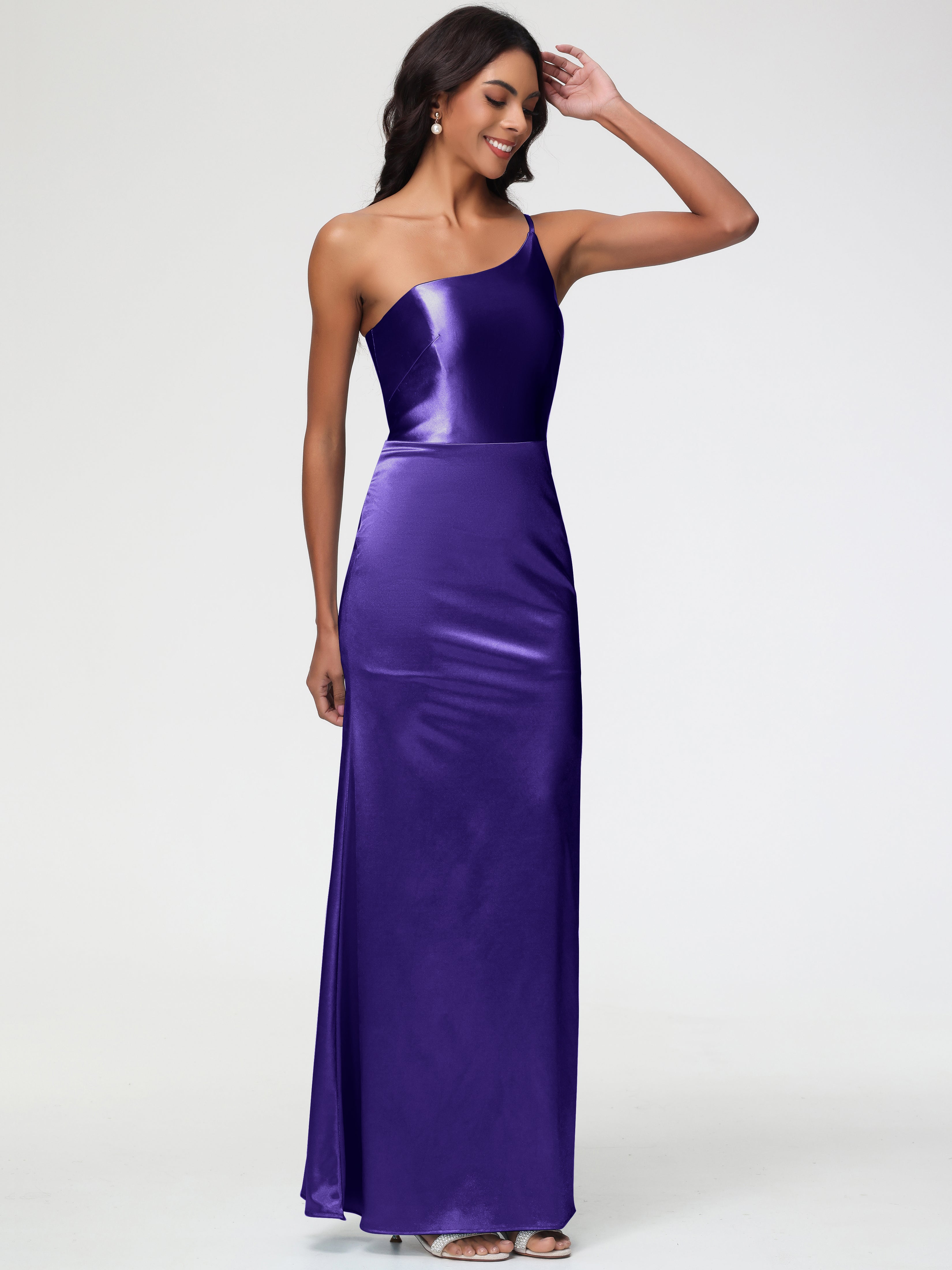 Robes De Demoiselle D'Honneur Régence Seule-Épaule Satin Extensible Robe Sirène Demoiselle D Honneur