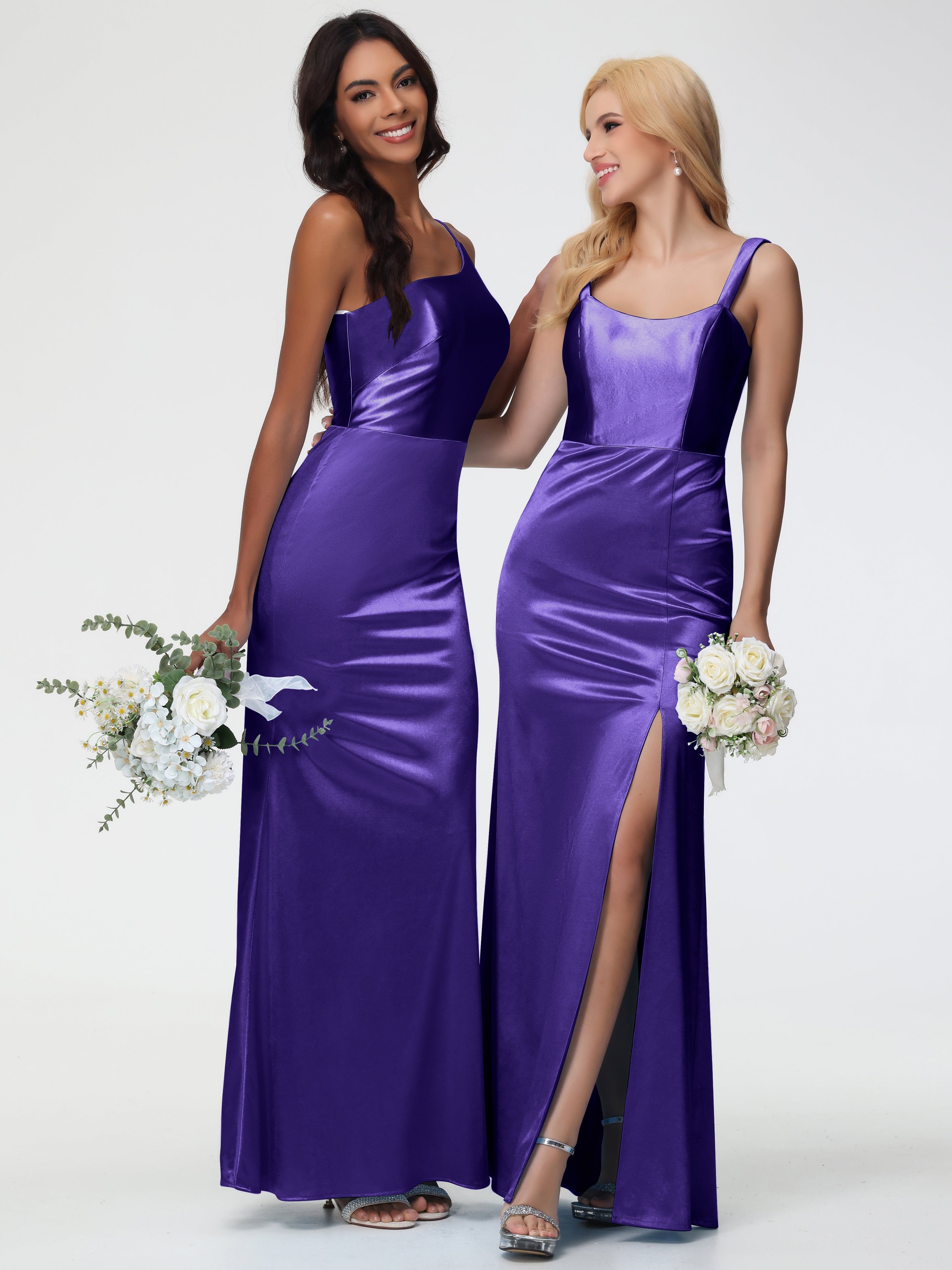 Robes De Demoiselle D'Honneur Régence Seule-Épaule Satin Extensible Robe Sirène Demoiselle D Honneur