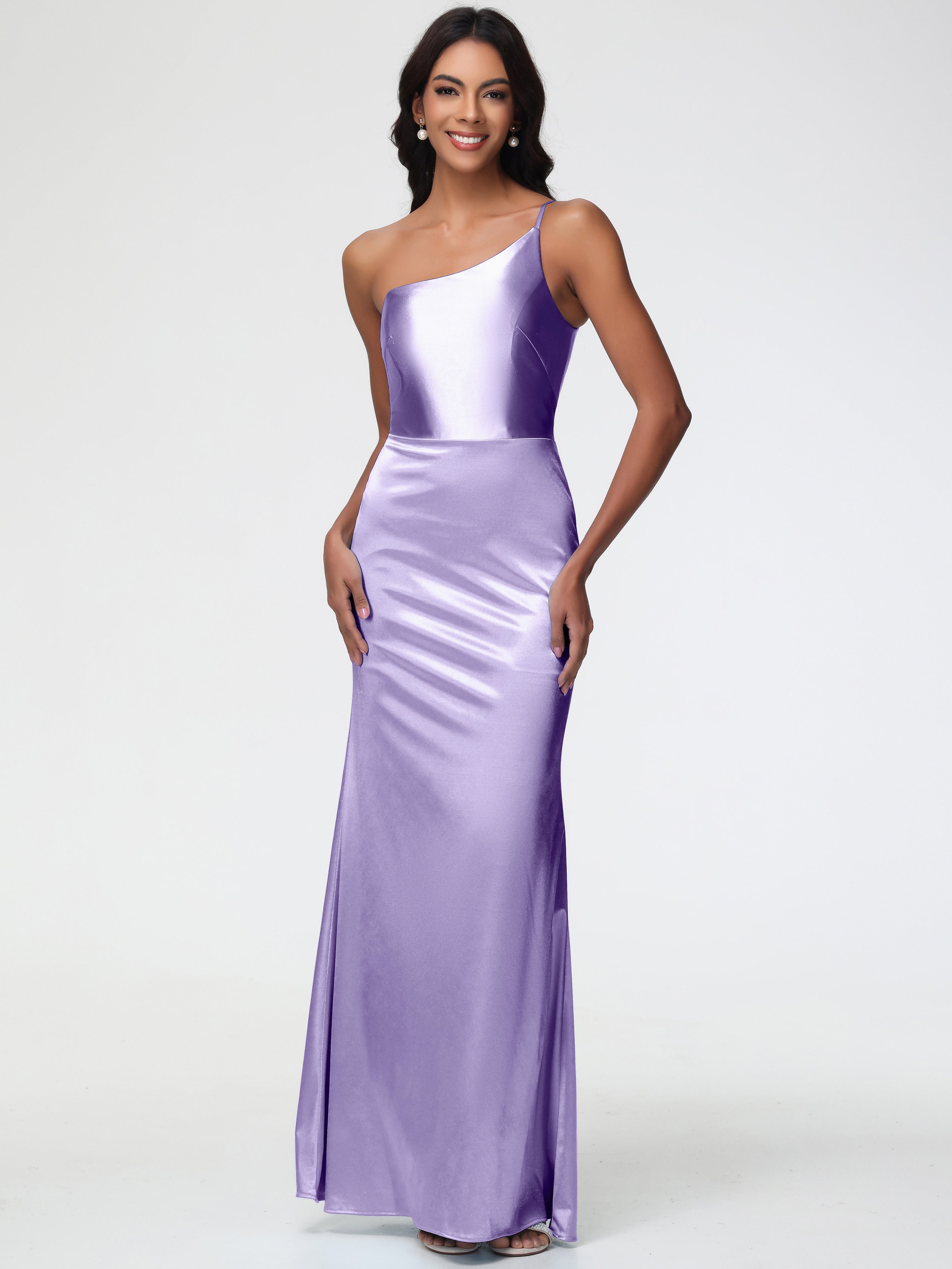 Robes De Demoiselle D'Honneur Tahiti Seule-Épaule Satin Extensible Robe Sirène Demoiselle D Honneur