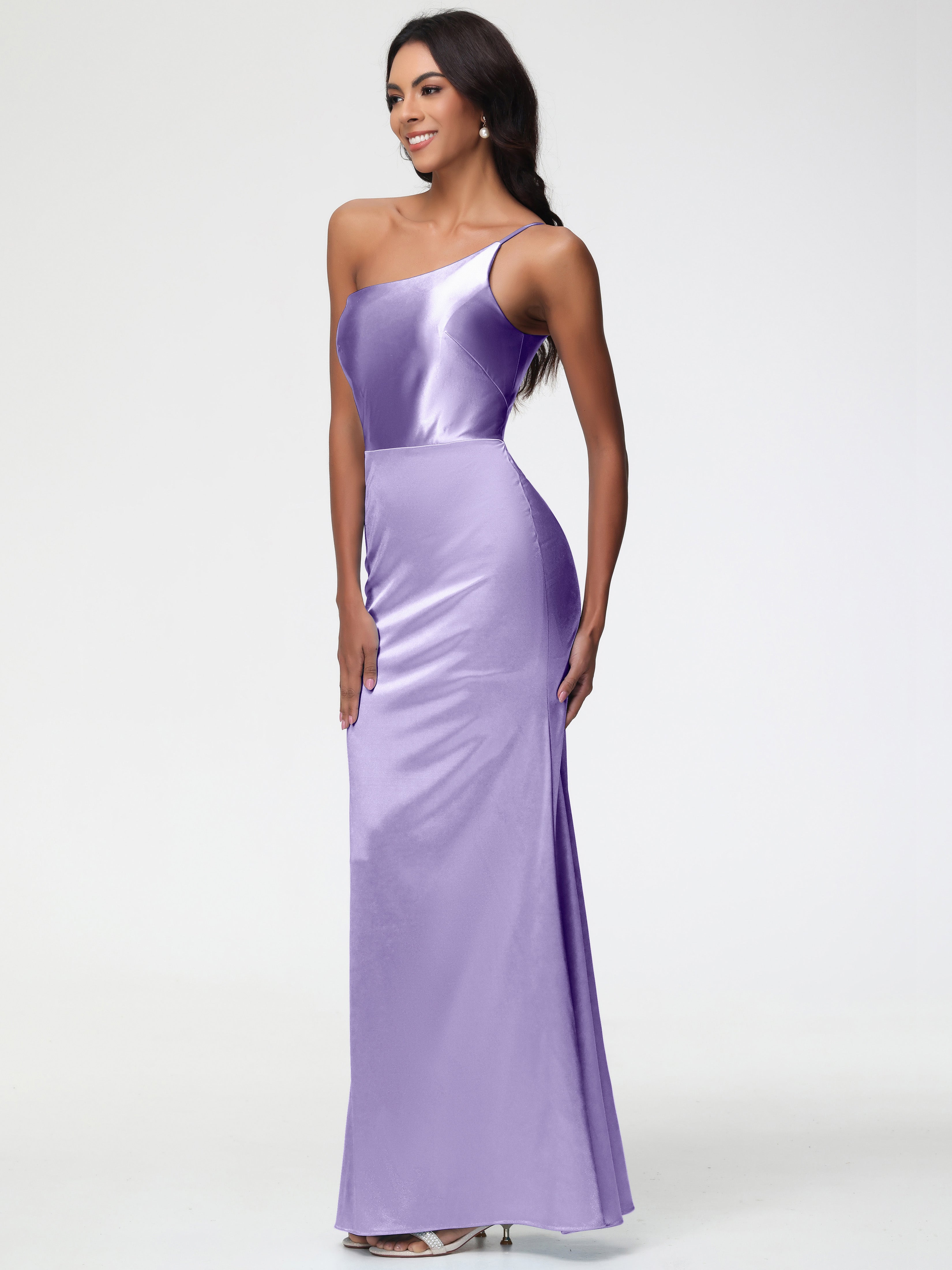 Robes De Demoiselle D'Honneur Tahiti Seule-Épaule Satin Extensible Robe Sirène Demoiselle D Honneur