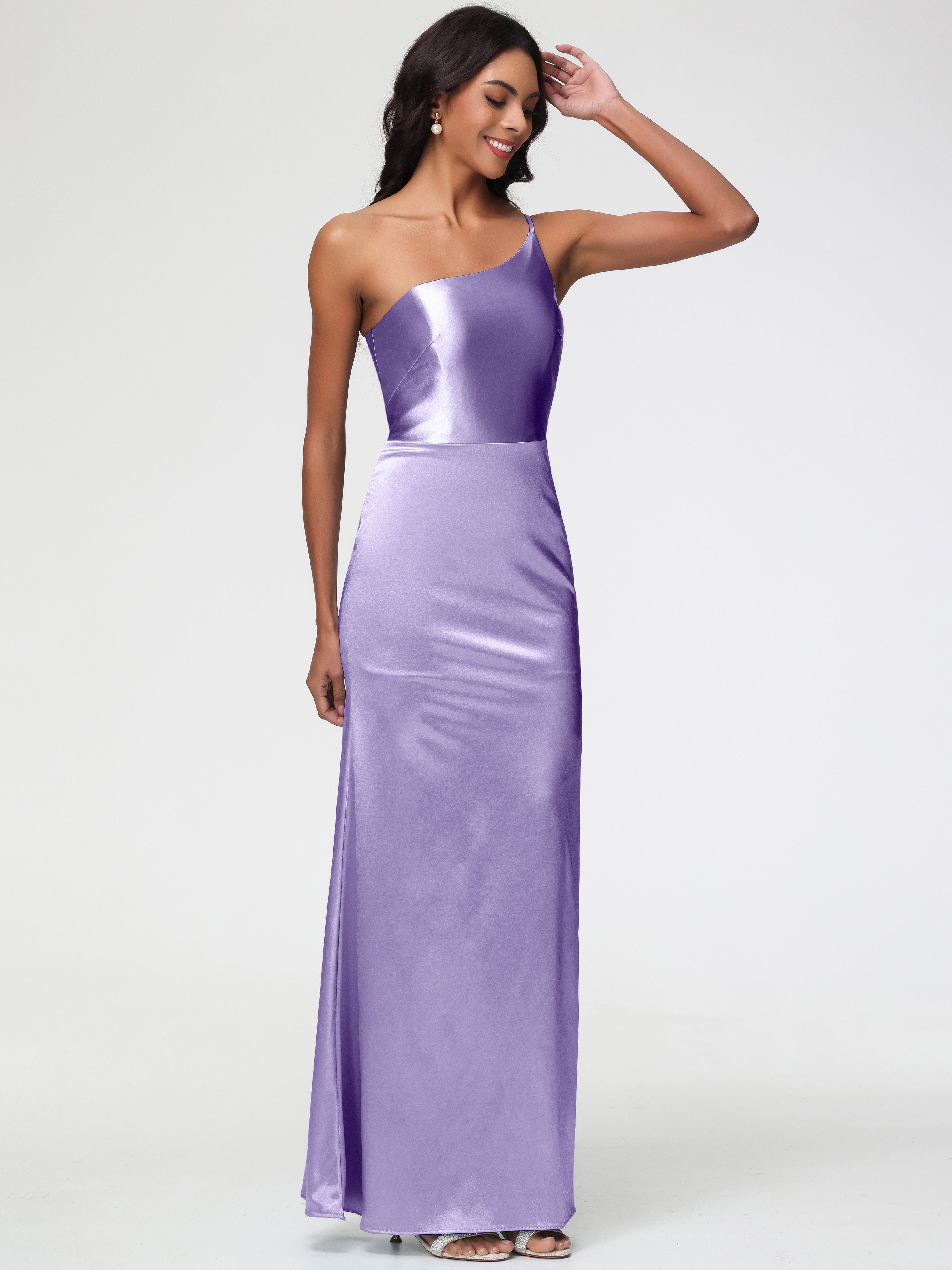 Robes De Demoiselle D'Honneur Tahiti Seule-Épaule Satin Extensible Robe Sirène Demoiselle D Honneur