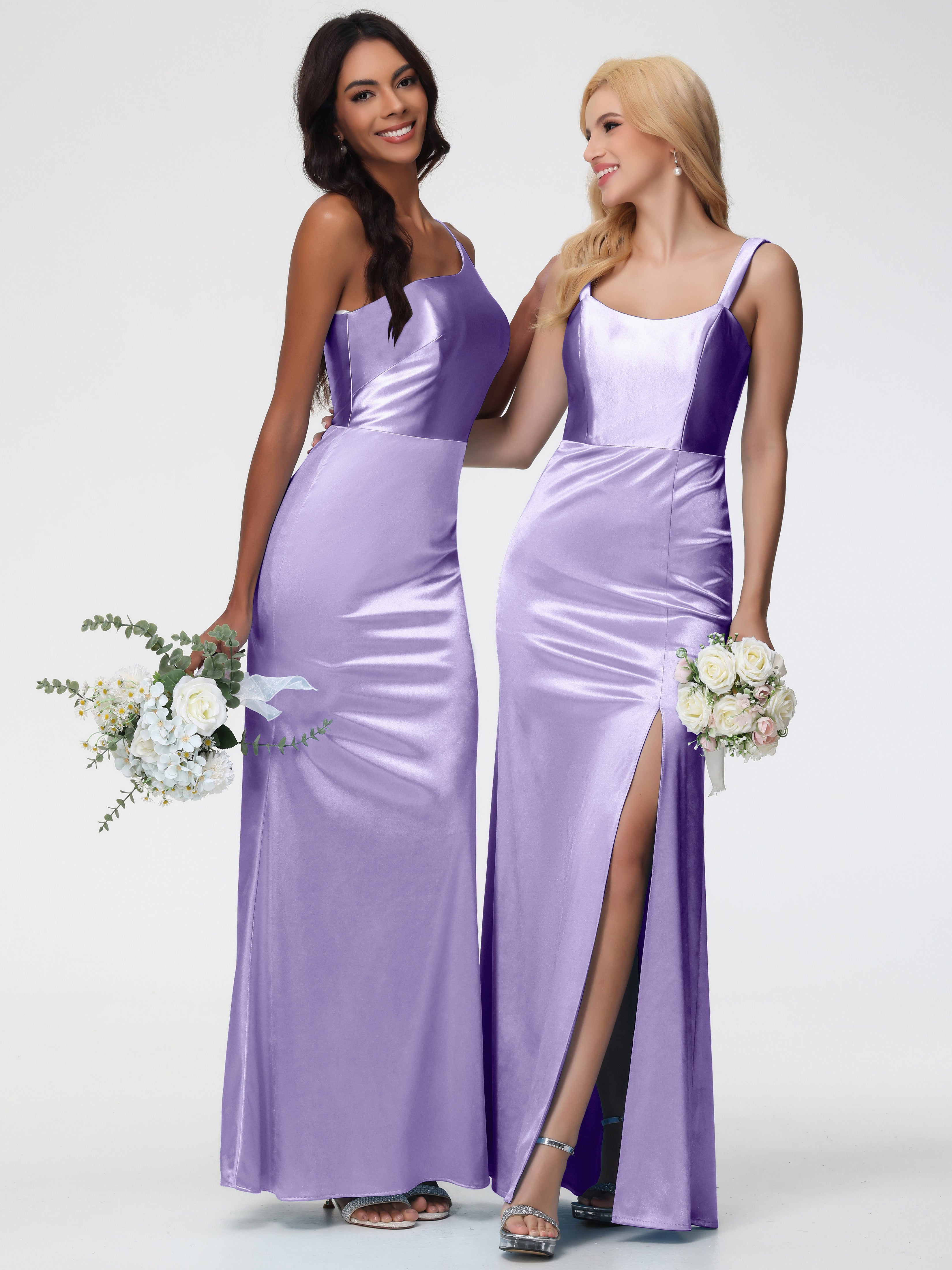 Robes De Demoiselle D'Honneur Tahiti Seule-Épaule Satin Extensible Robe Sirène Demoiselle D Honneur
