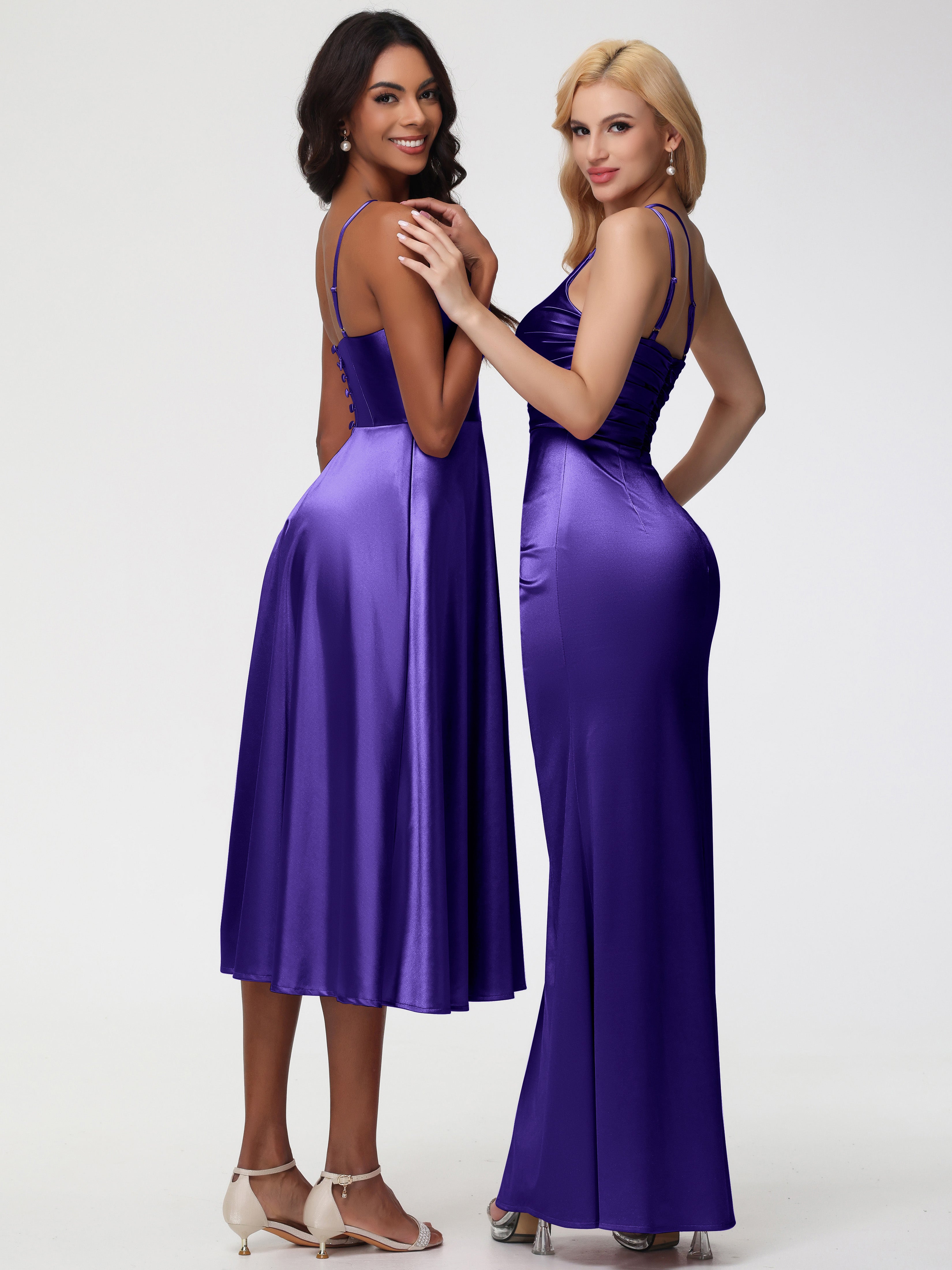 Robes De Demoiselle D'Honneur En Régence Seule-épaule Fourreau/Colonne Fendue Satin Extensible Robe De Demoiselle D'Honneur