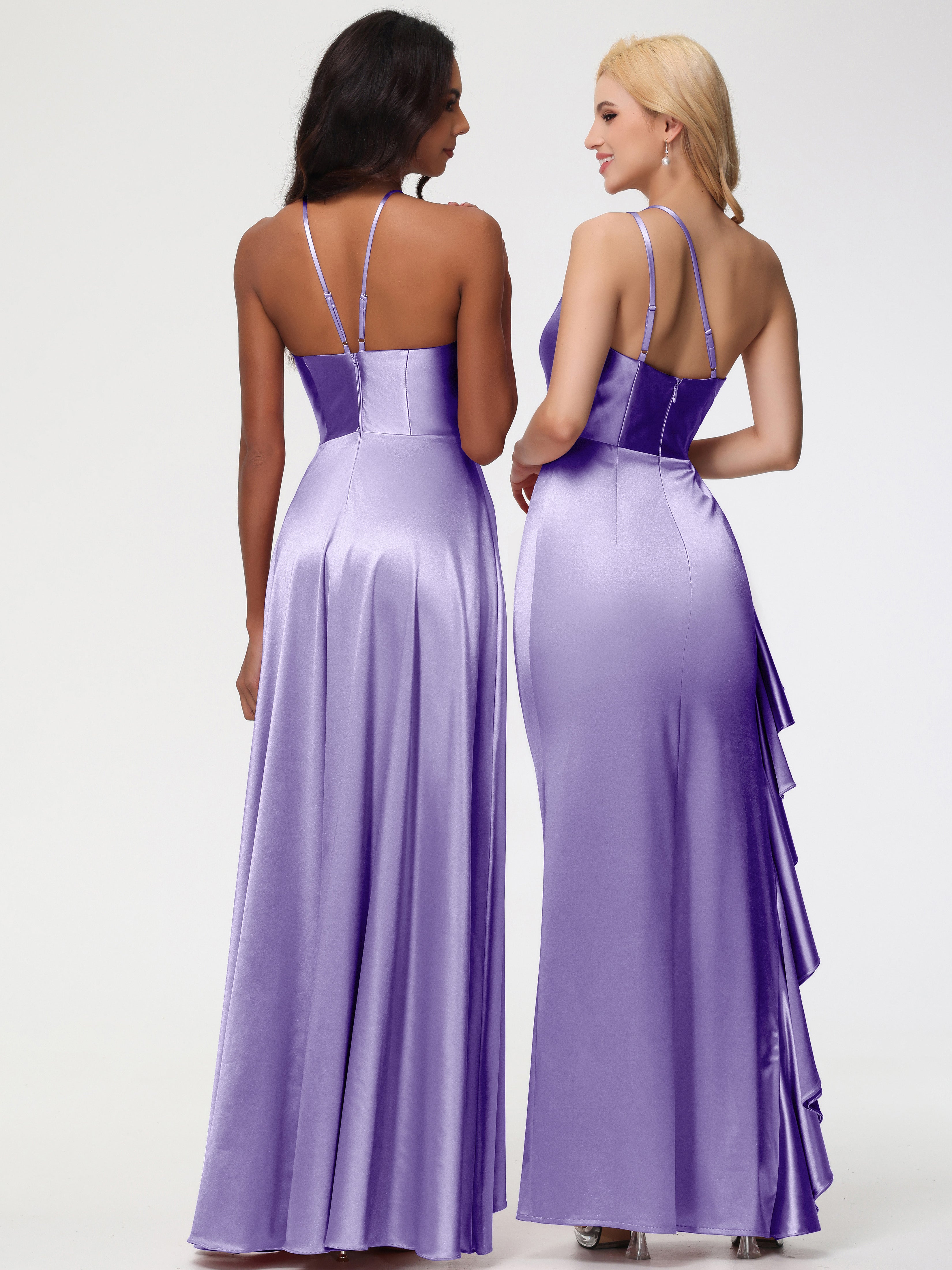 Robes De Demoiselle D'Honneur Tahiti Seule-épaule Robe Plisée Fourreau/Colonne Fendue Satin Extensible