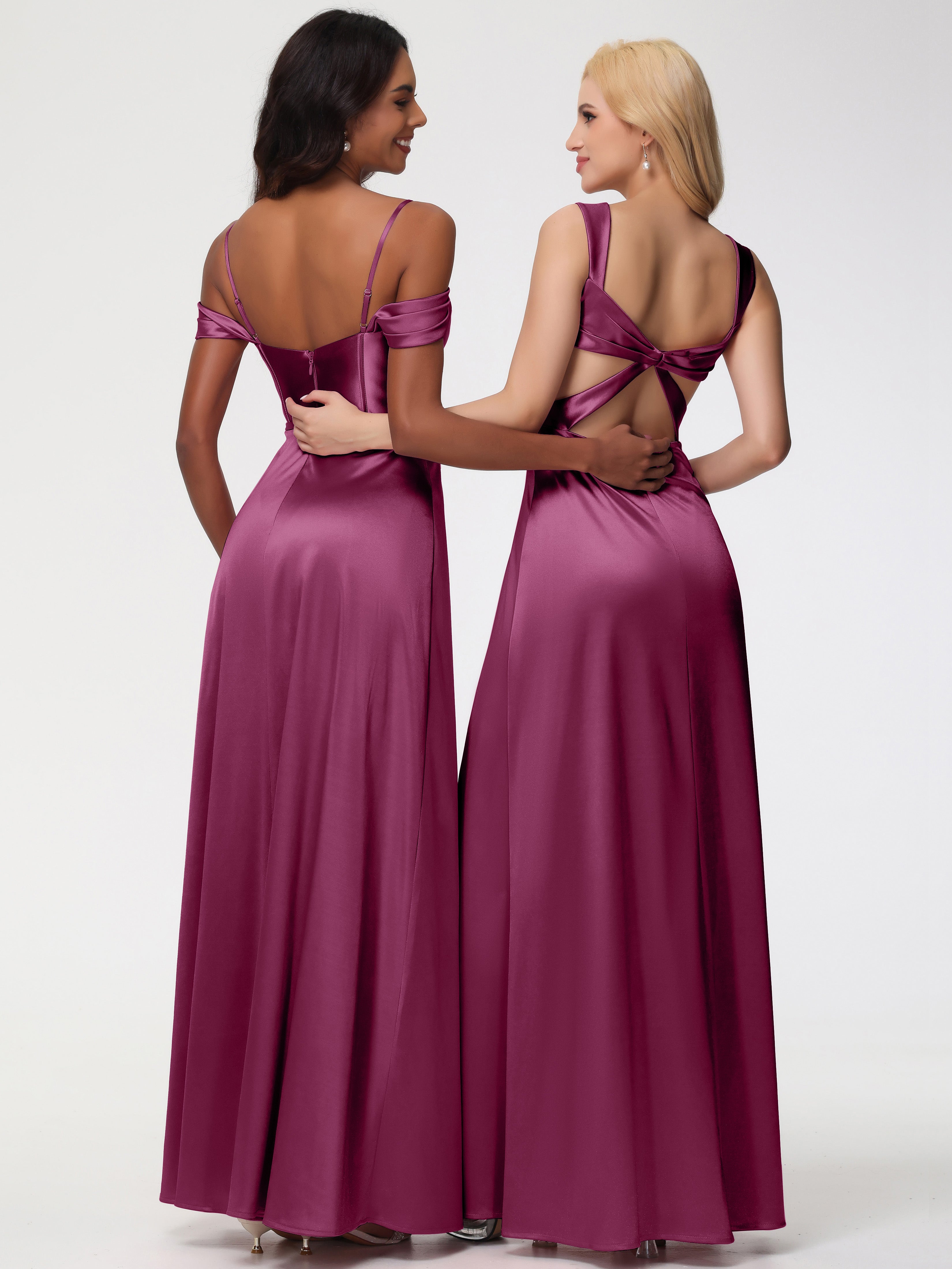 Robes De Demoiselle D'Honneur Mure Satin Extensible Robe Demoiselle D Honneur Épaule Dénudée