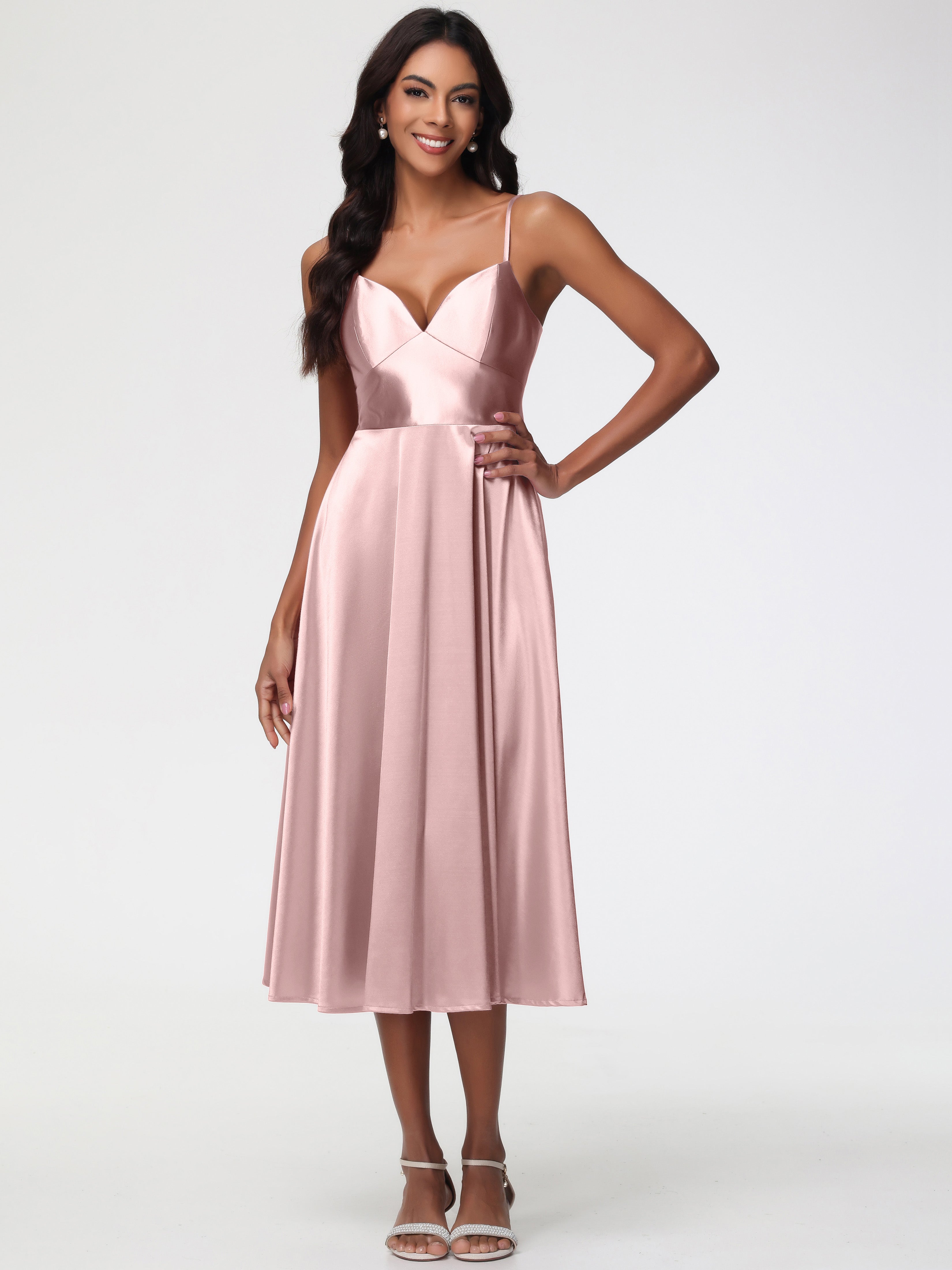 Robe Rose Poudré Demoiselle D Honneur Robe Demoiselle D Honneur Avec Décolleté En V