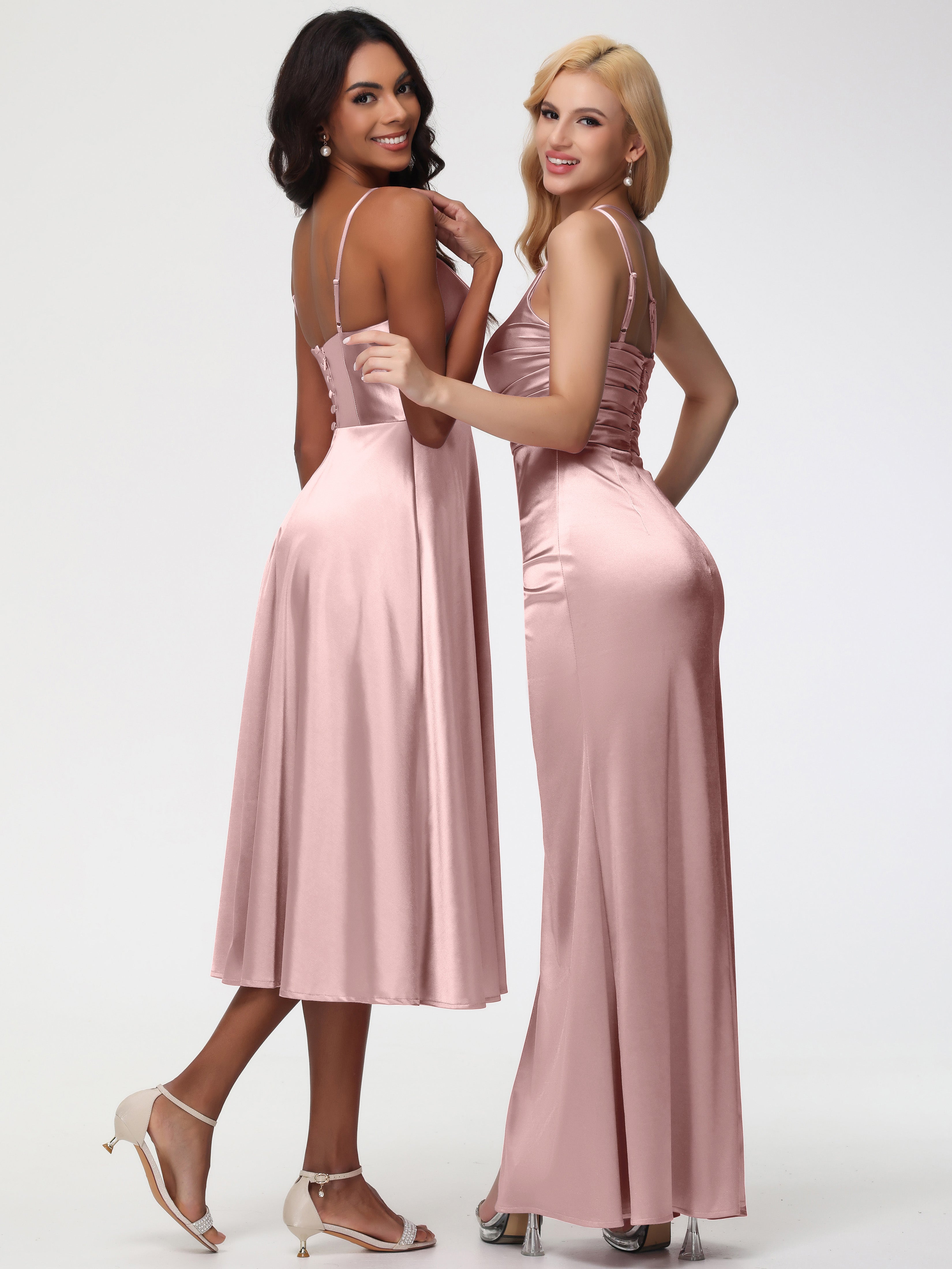 Robe Rose Poudré Demoiselle D Honneur Robe Demoiselle D Honneur Avec Décolleté En V