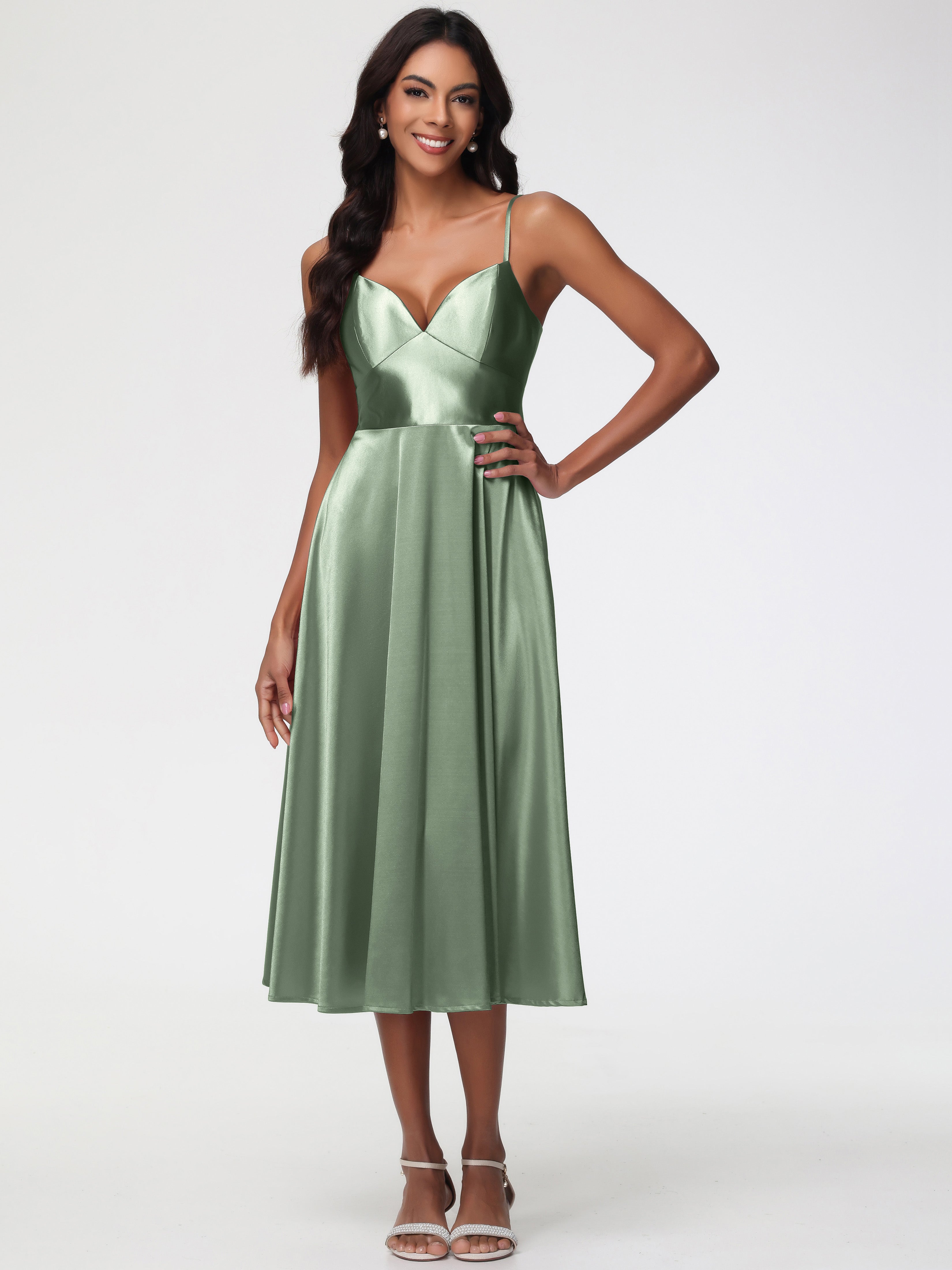 Robe Demoiselle D Honneur Sauge Poudrée Robe Demoiselle D Honneur Avec Décolleté En V