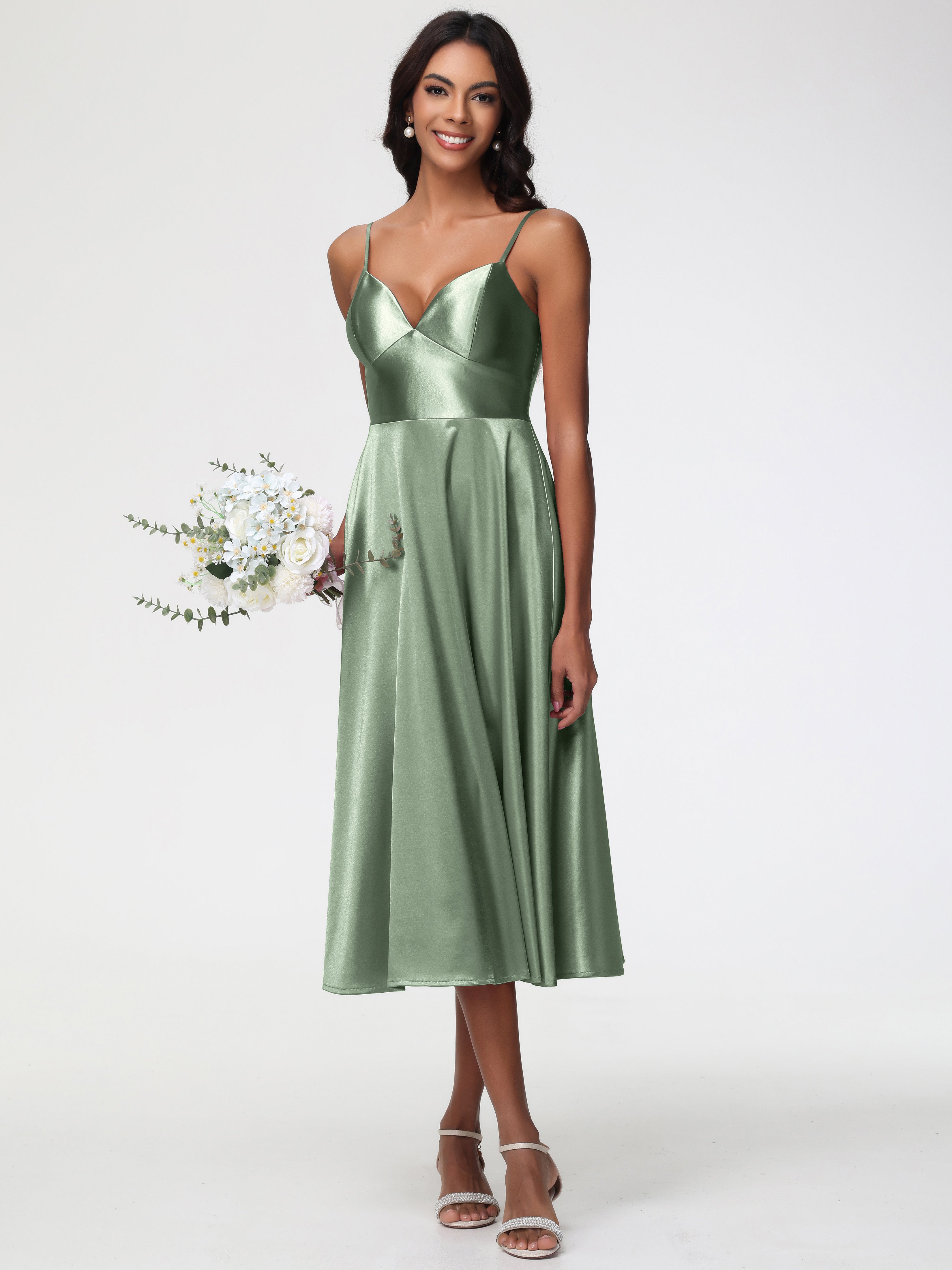 Robe Demoiselle D Honneur Sauge Poudrée Robe Demoiselle D Honneur Avec Décolleté En V