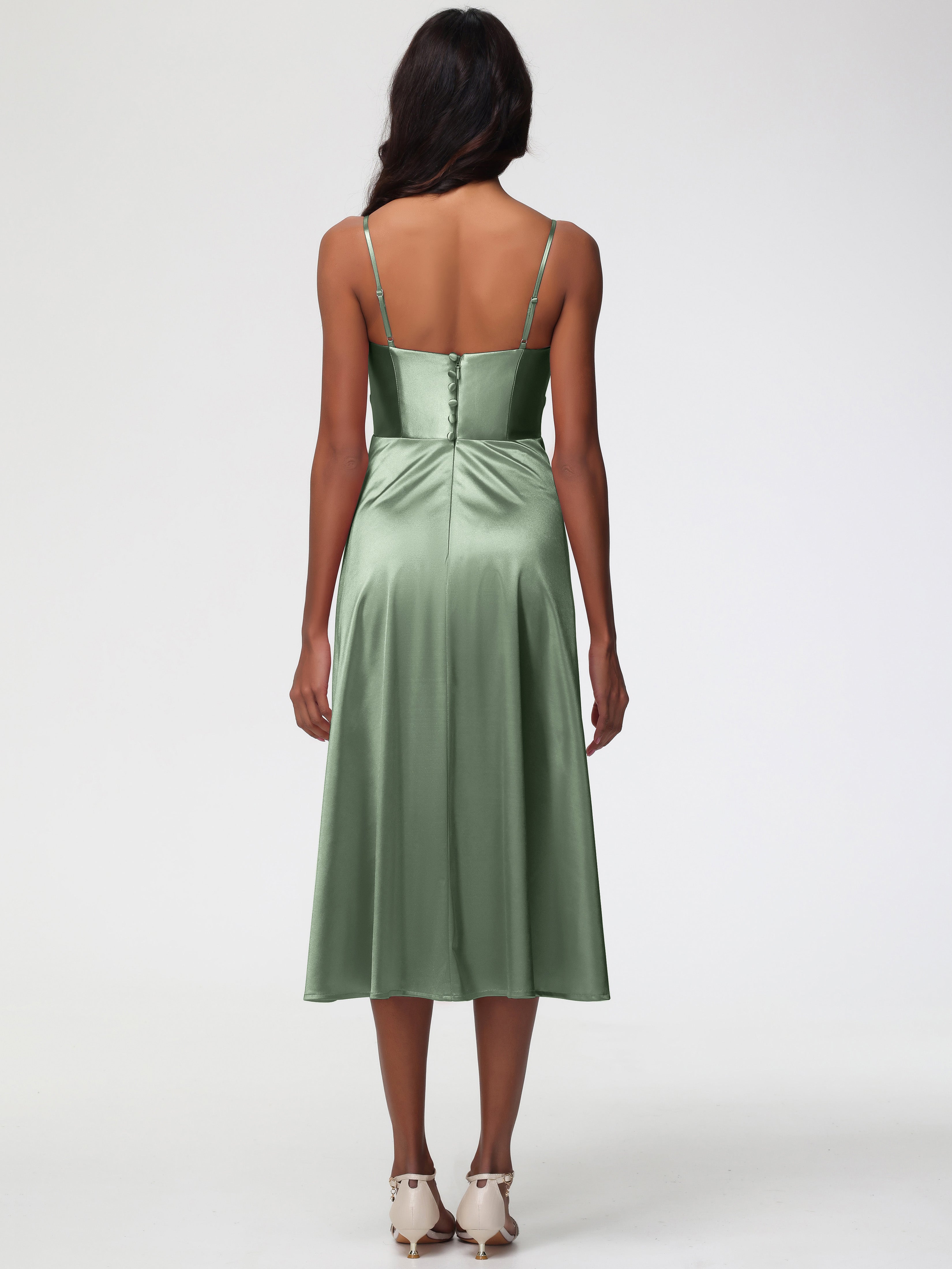 Robe Demoiselle D Honneur Sauge Poudrée Robe Demoiselle D Honneur Avec Décolleté En V