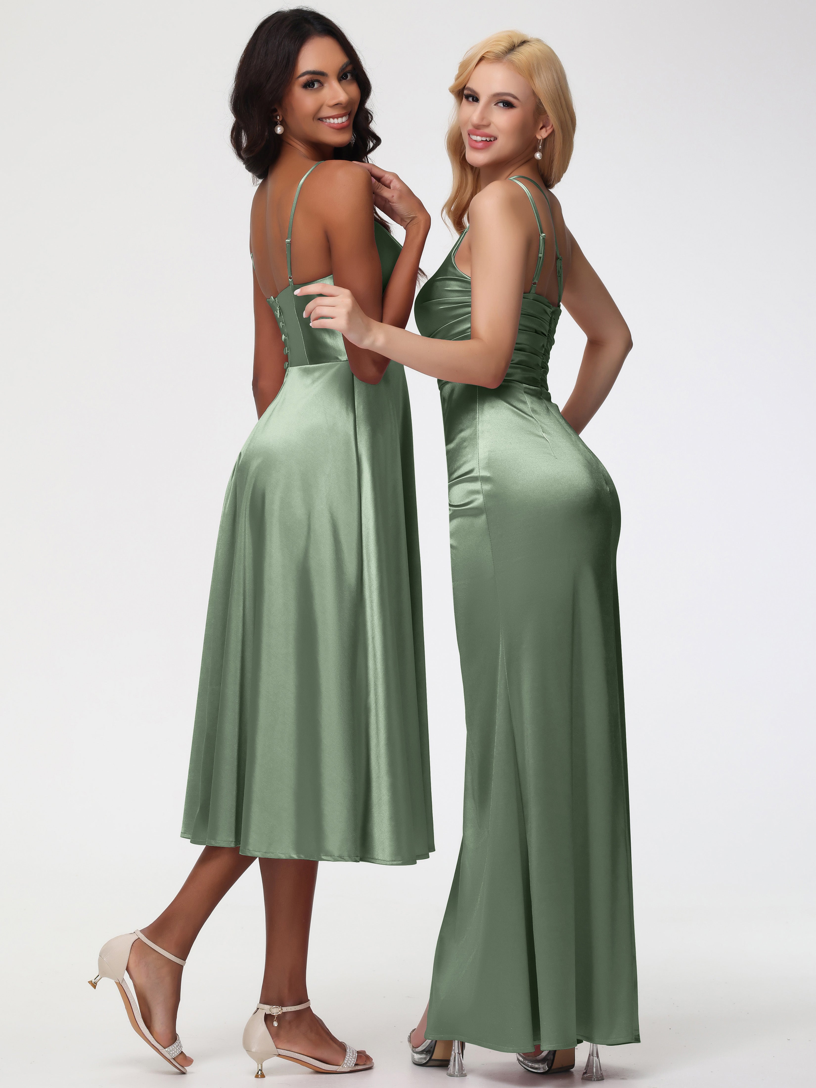 Robe Demoiselle D Honneur Sauge Poudrée Robe Demoiselle D Honneur Avec Décolleté En V