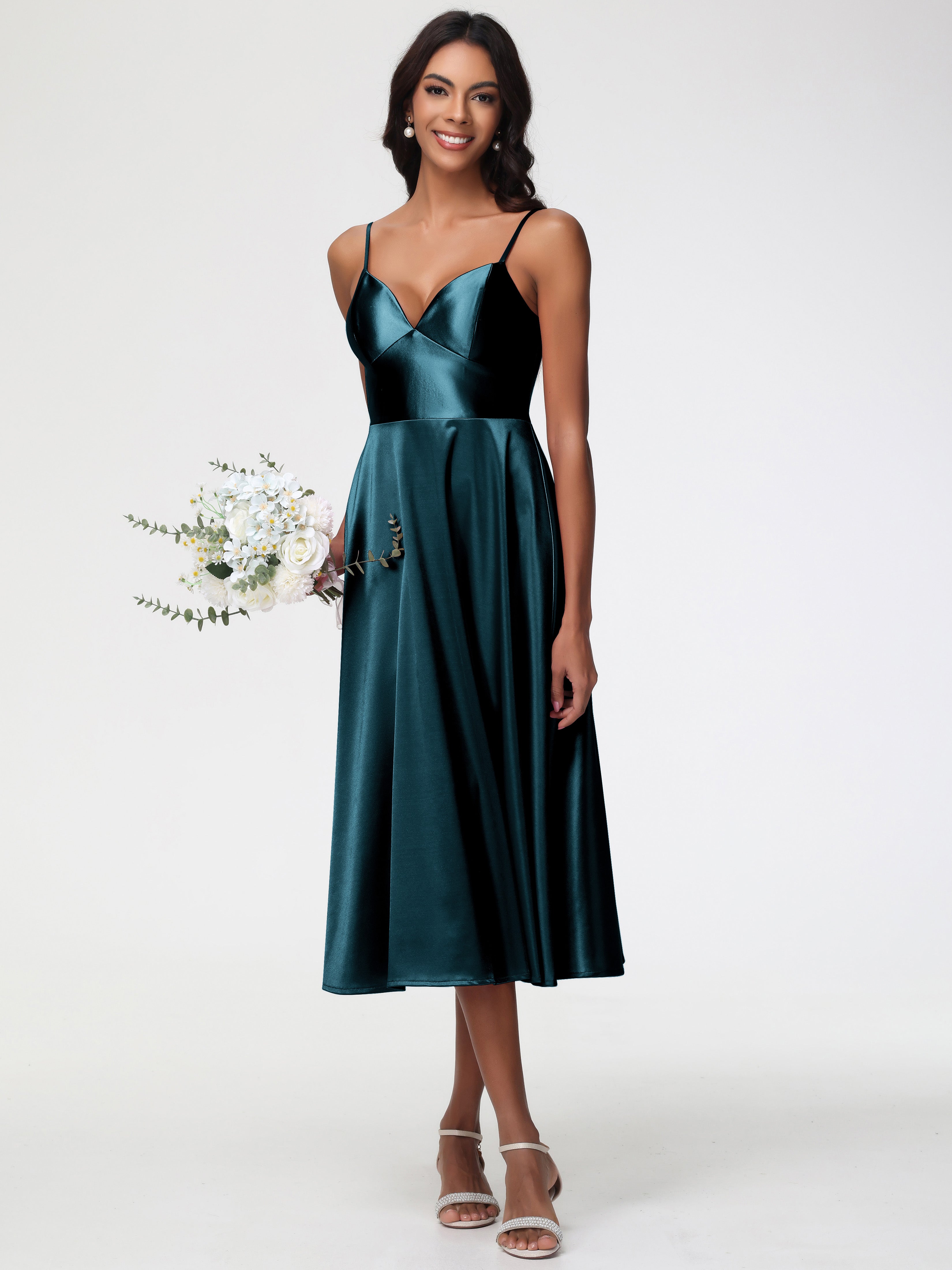 Robes De Demoiselle D'Honneur Bleu Paon Robe Demoiselle D Honneur Avec Décolleté En V