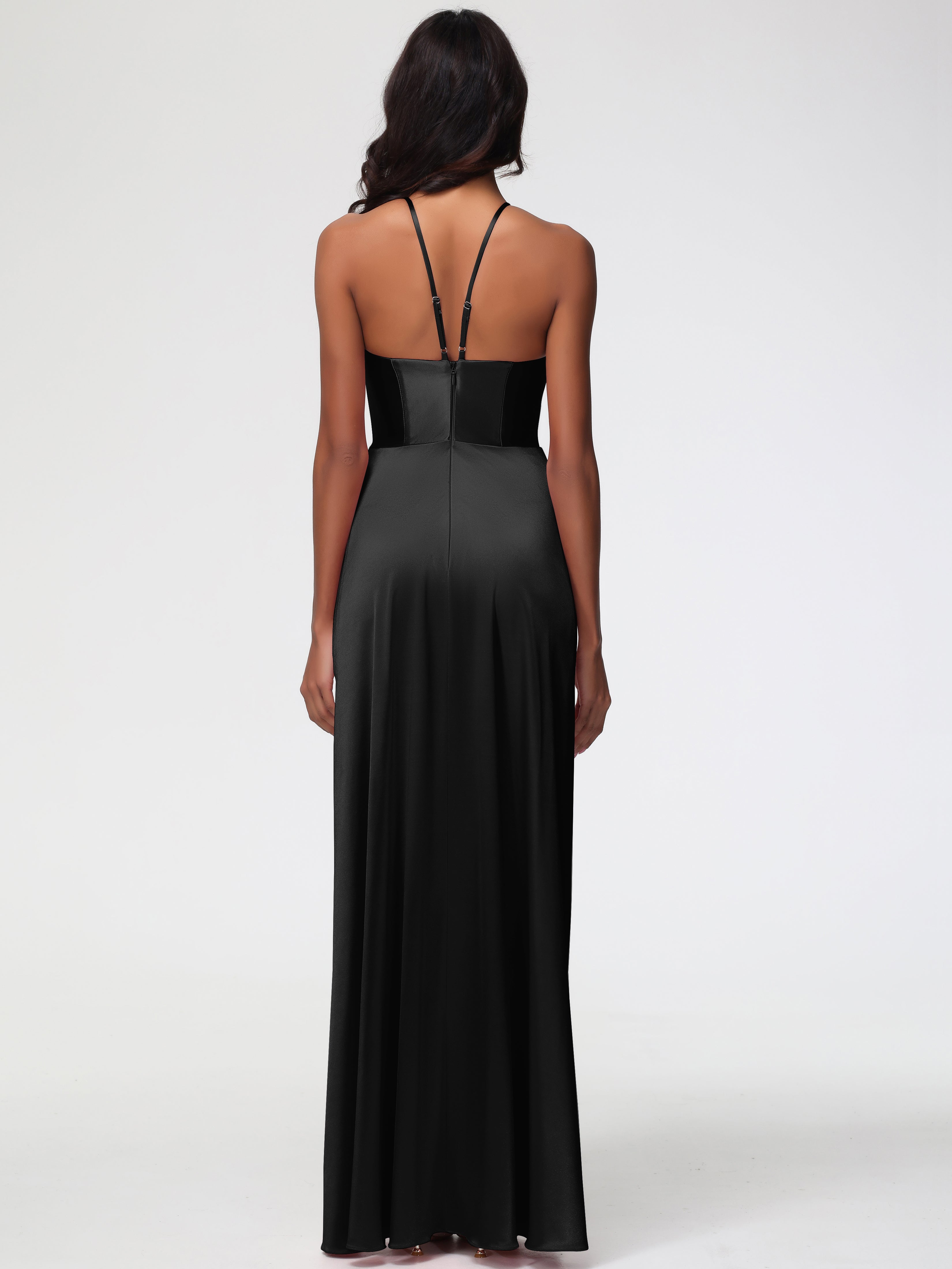 Robe Demoiselle D Honneur Noir Robe Asymétrique Demoiselle D Honneur Avec Décolleté En V