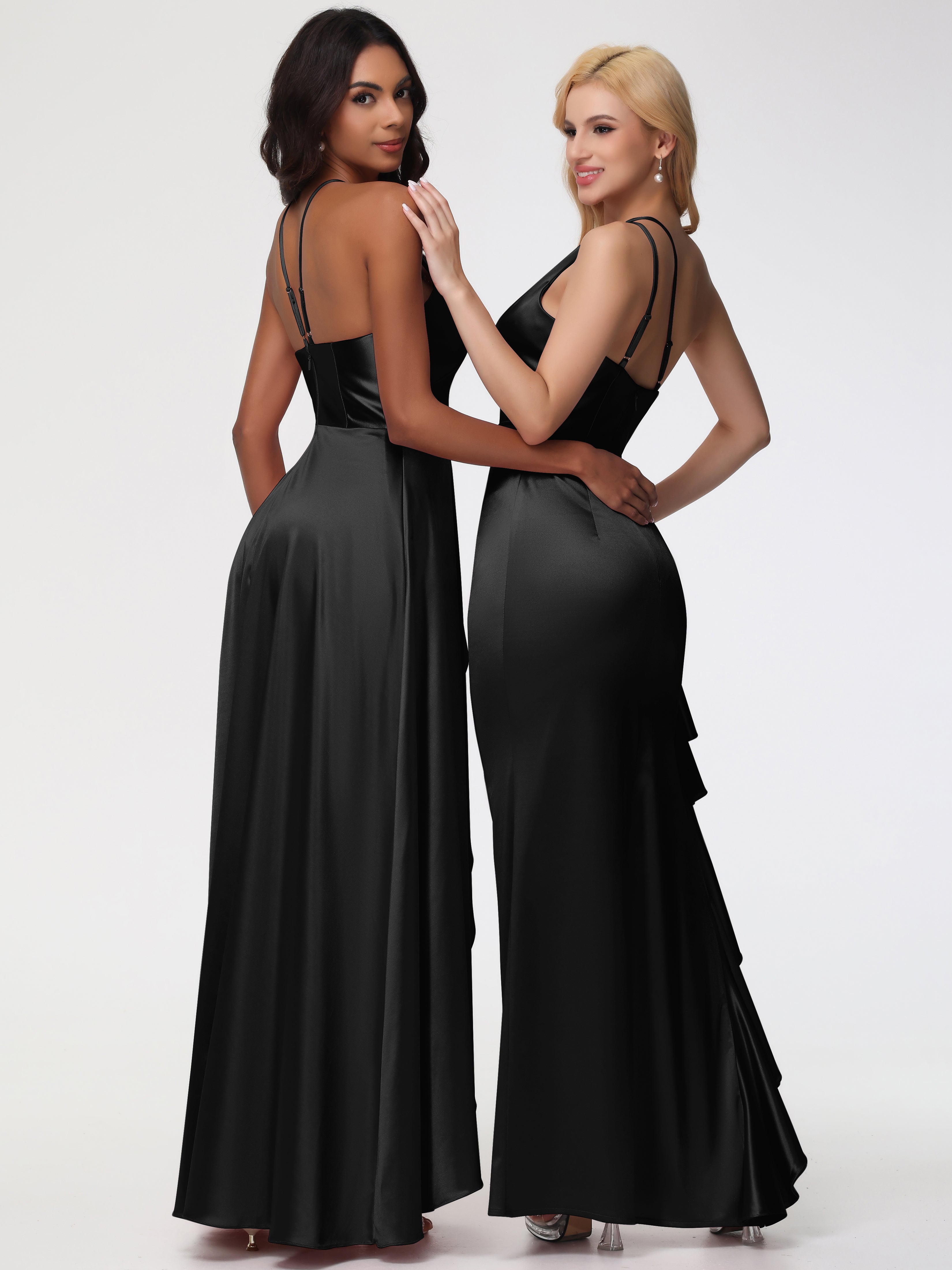 Robe Demoiselle D Honneur Noir Robe Asymétrique Demoiselle D Honneur Avec Décolleté En V