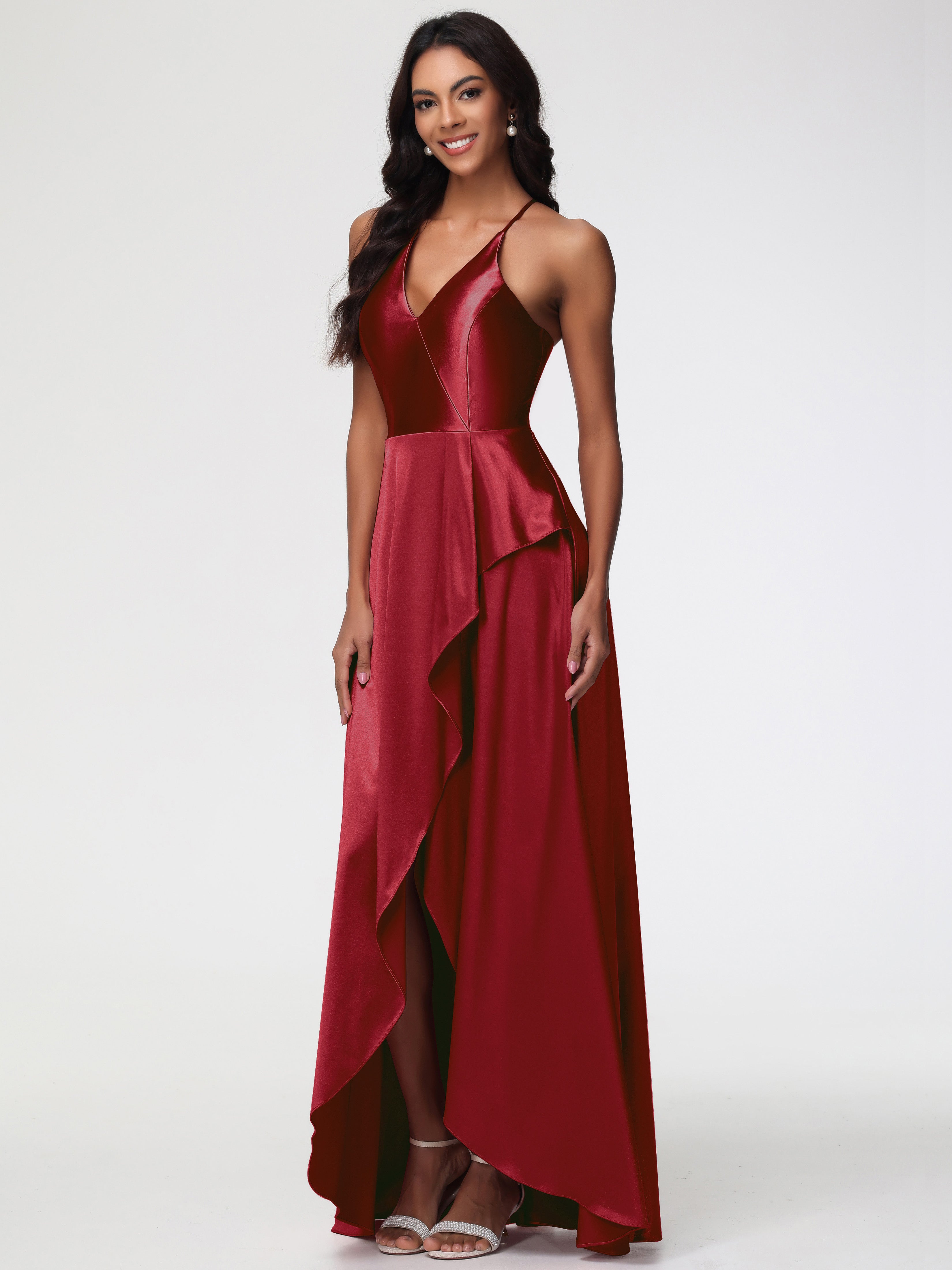Robe Bordeaux Mariage Demoiselle D Honneur Robe Asymétrique Demoiselle D Honneur Avec Décolleté En V