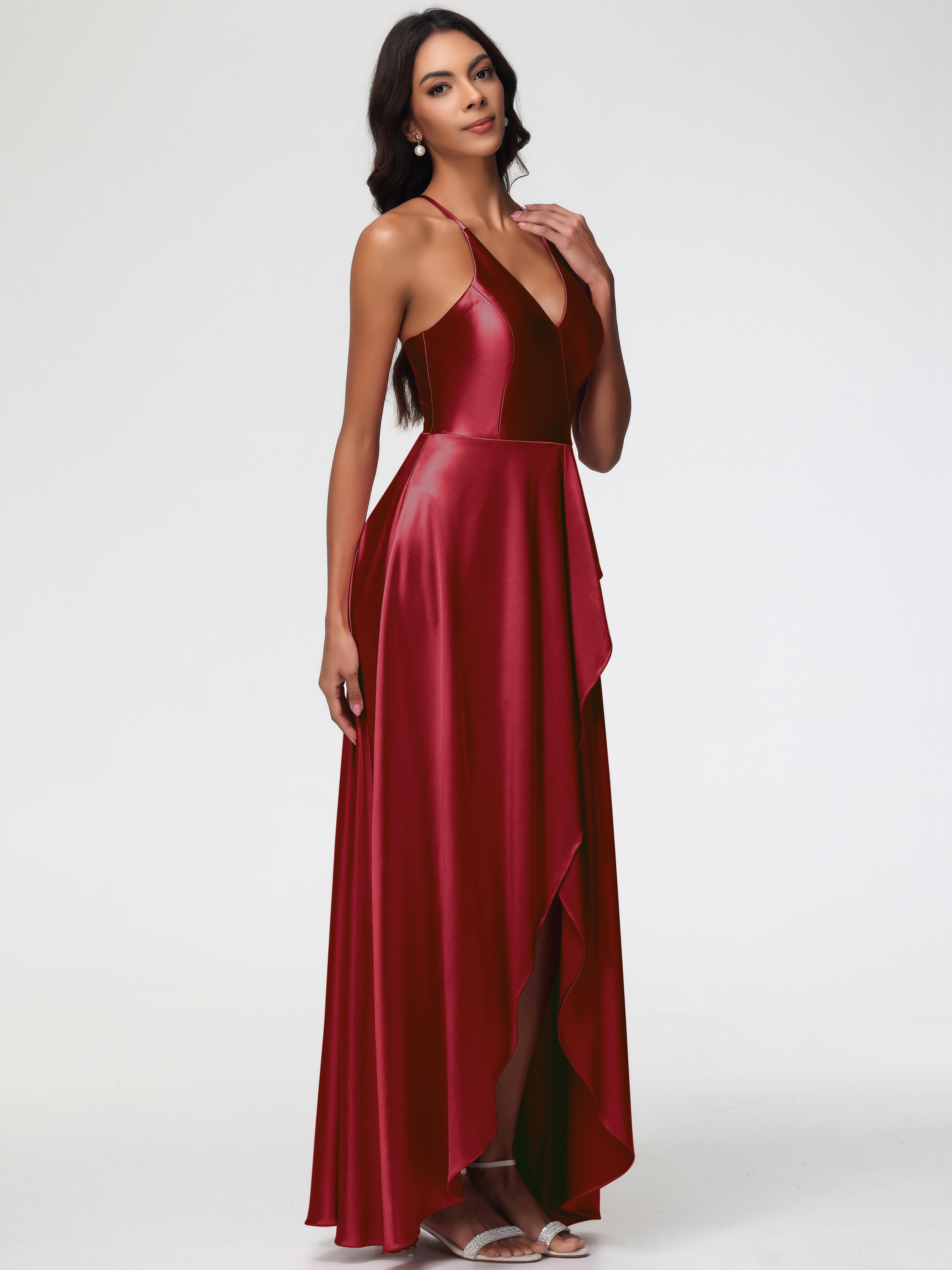 Robe Bordeaux Mariage Demoiselle D Honneur Robe Asymétrique Demoiselle D Honneur Avec Décolleté En V