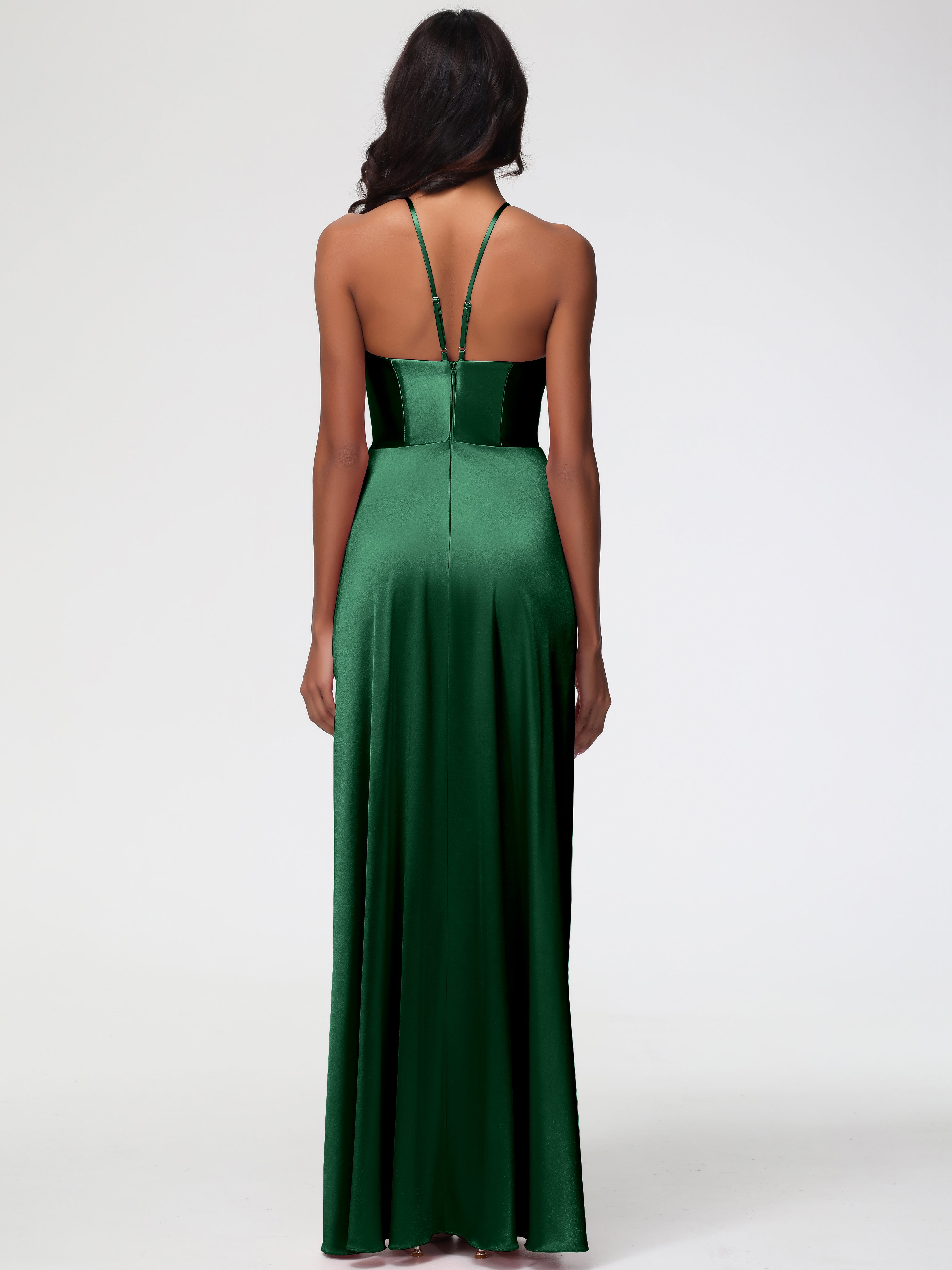Robes De Demoiselle D'Honneur Vert Foncé Robe Asymétrique Demoiselle D Honneur Avec Décolleté En V