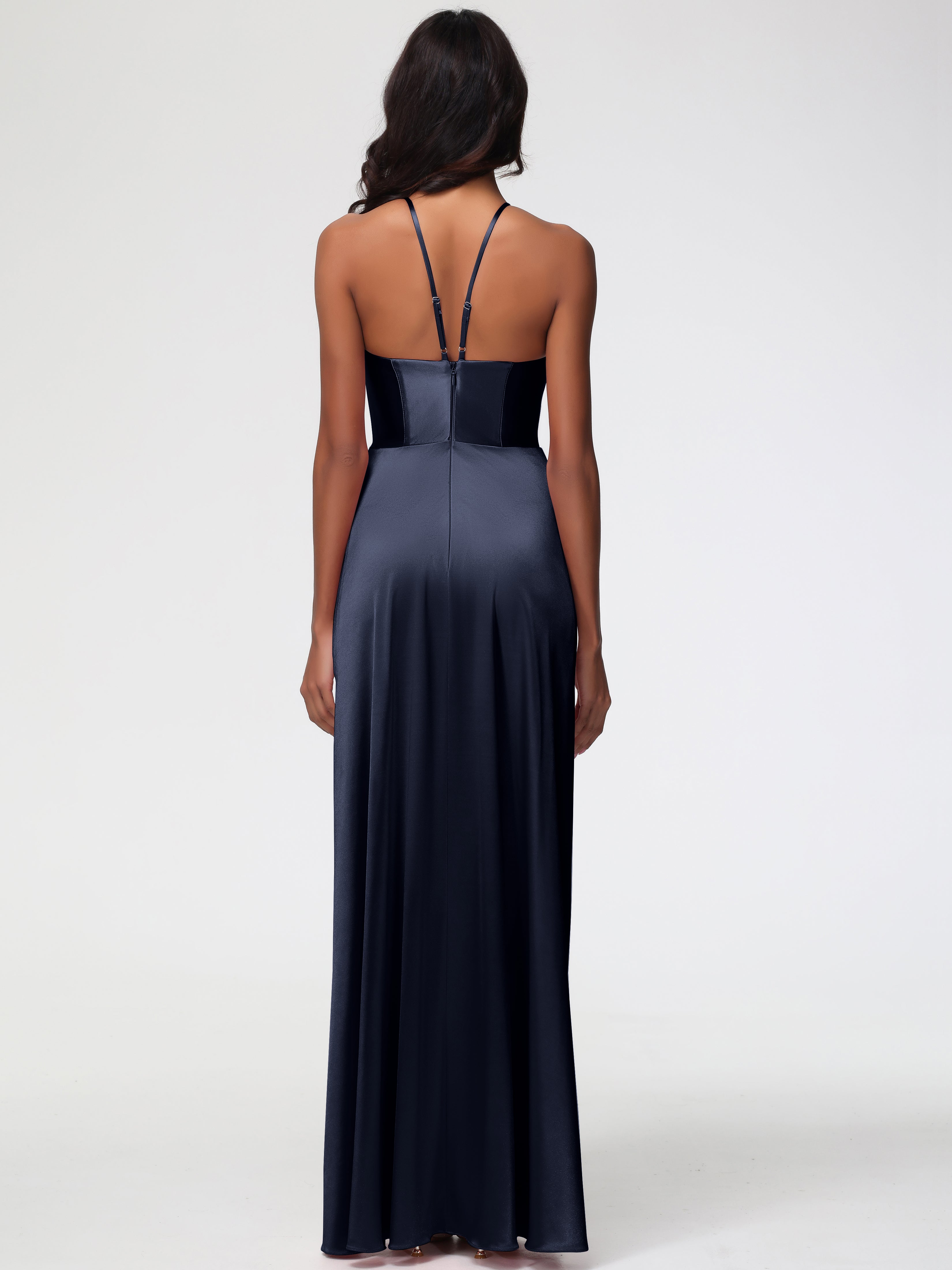 Robe Bleu Marine Demoiselle D Honneur Robe Asymétrique Demoiselle D Honneur Avec Décolleté En V