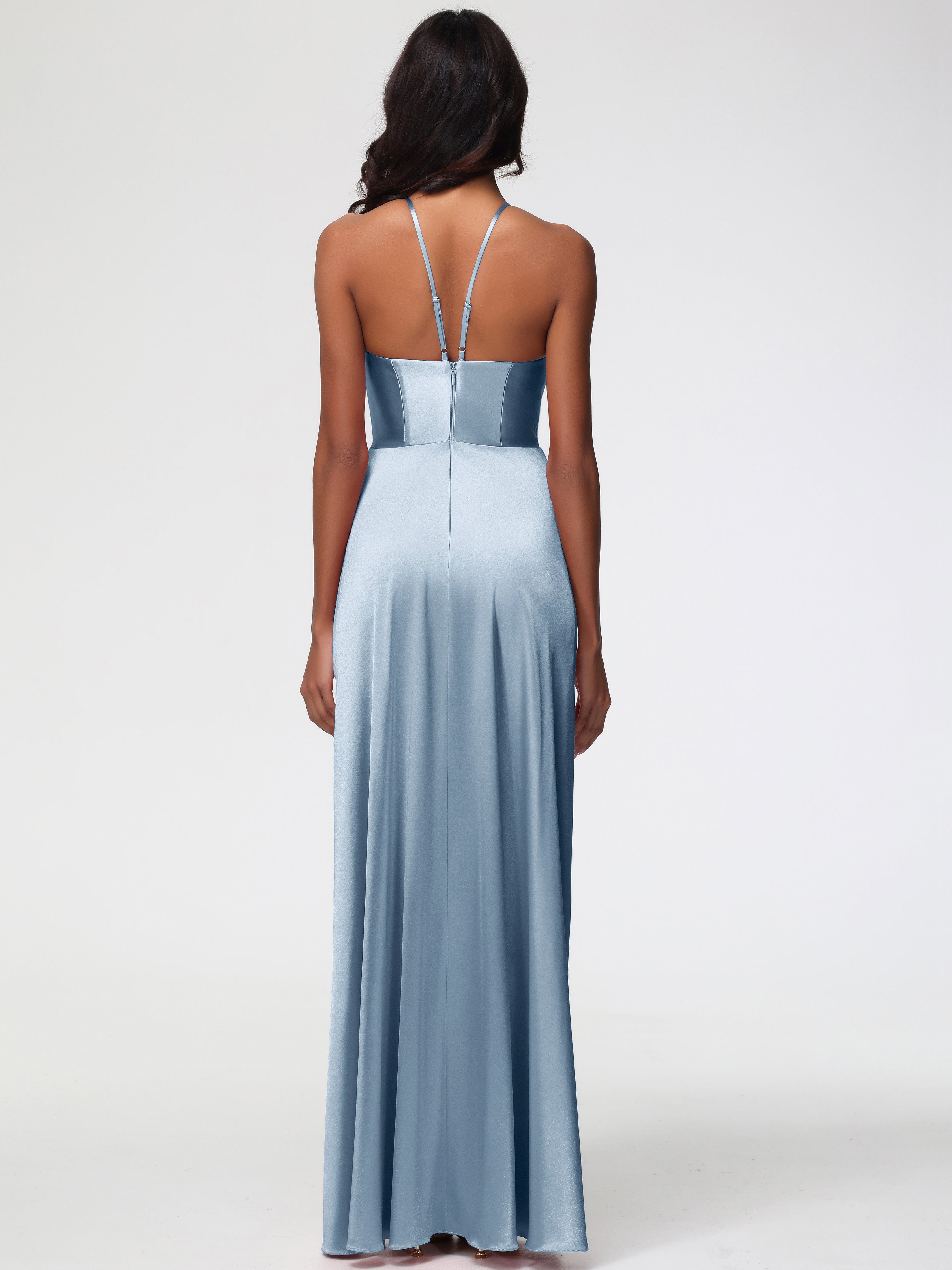 Robes De Demoiselle D'Honneur Bleu Gris Robe Asymétrique Demoiselle D Honneur Avec Décolleté En V