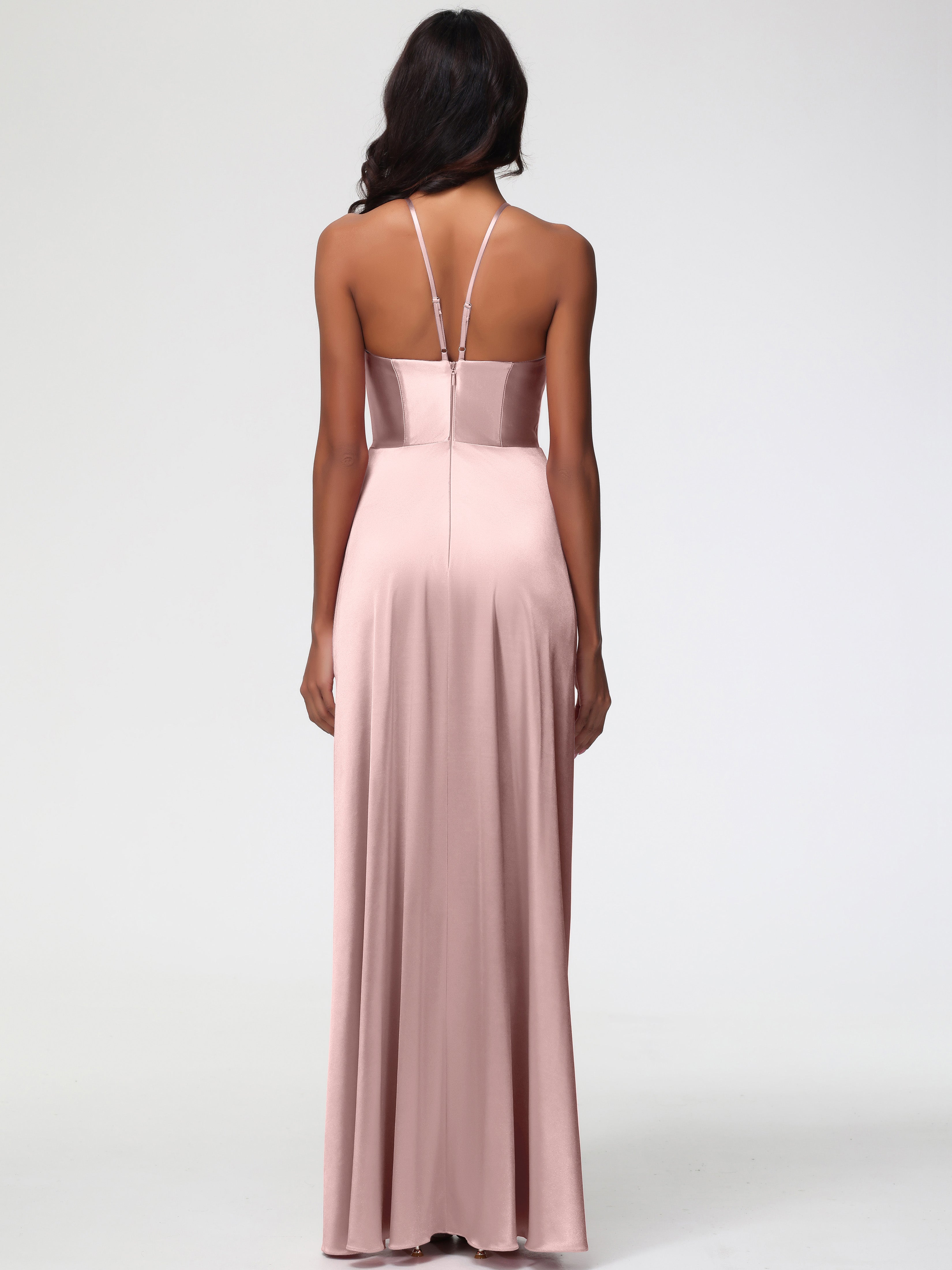 Robe Demoiselle D Honneur Rose Poudre Robe Asymétrique Demoiselle D Honneur Avec Décolleté En V