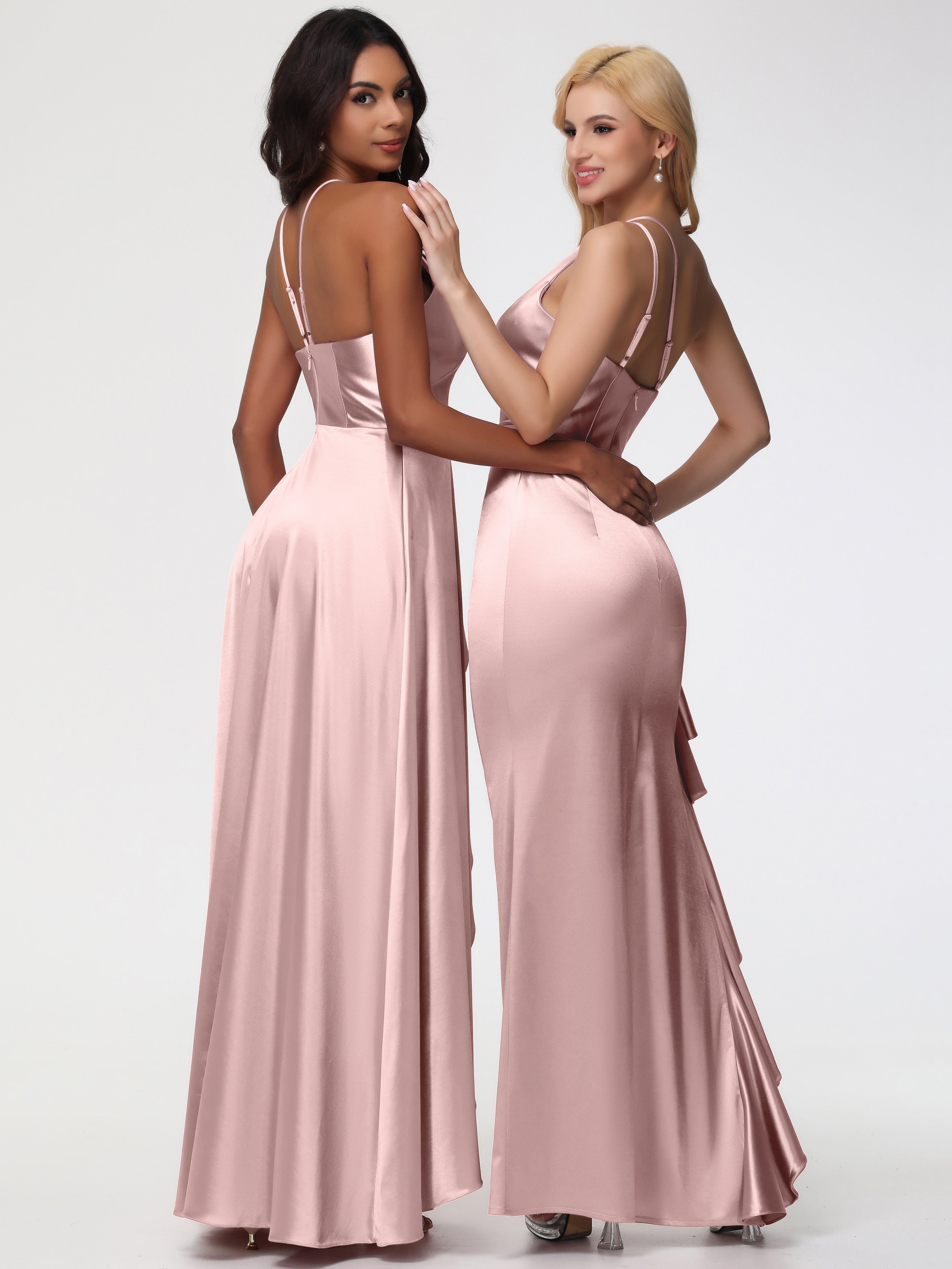 Robe Demoiselle D Honneur Rose Poudre Robe Asymétrique Demoiselle D Honneur Avec Décolleté En V