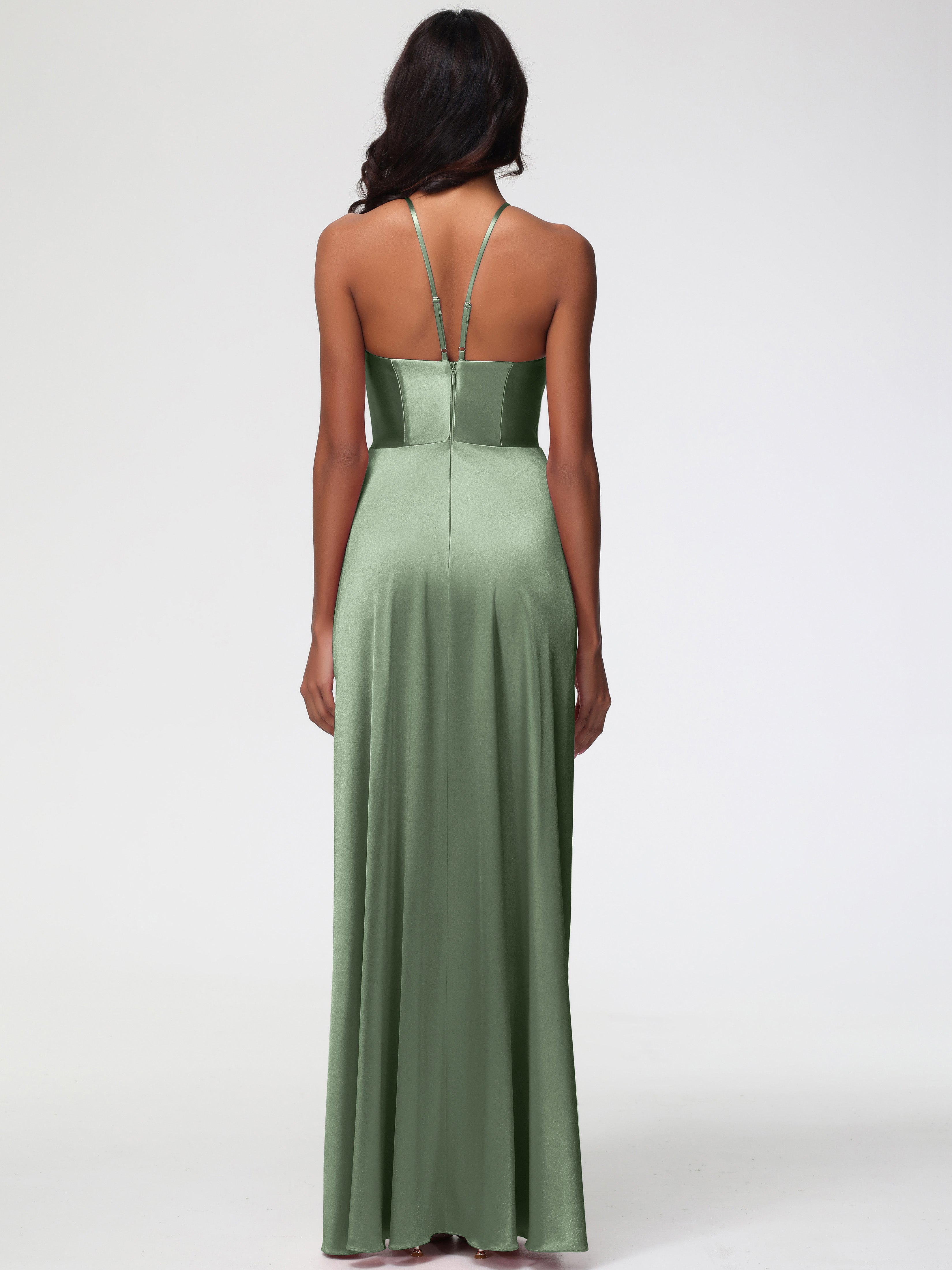 Robe Demoiselle D Honneur Sauge Poudré Robe Asymétrique Demoiselle D Honneur Avec Décolleté En V