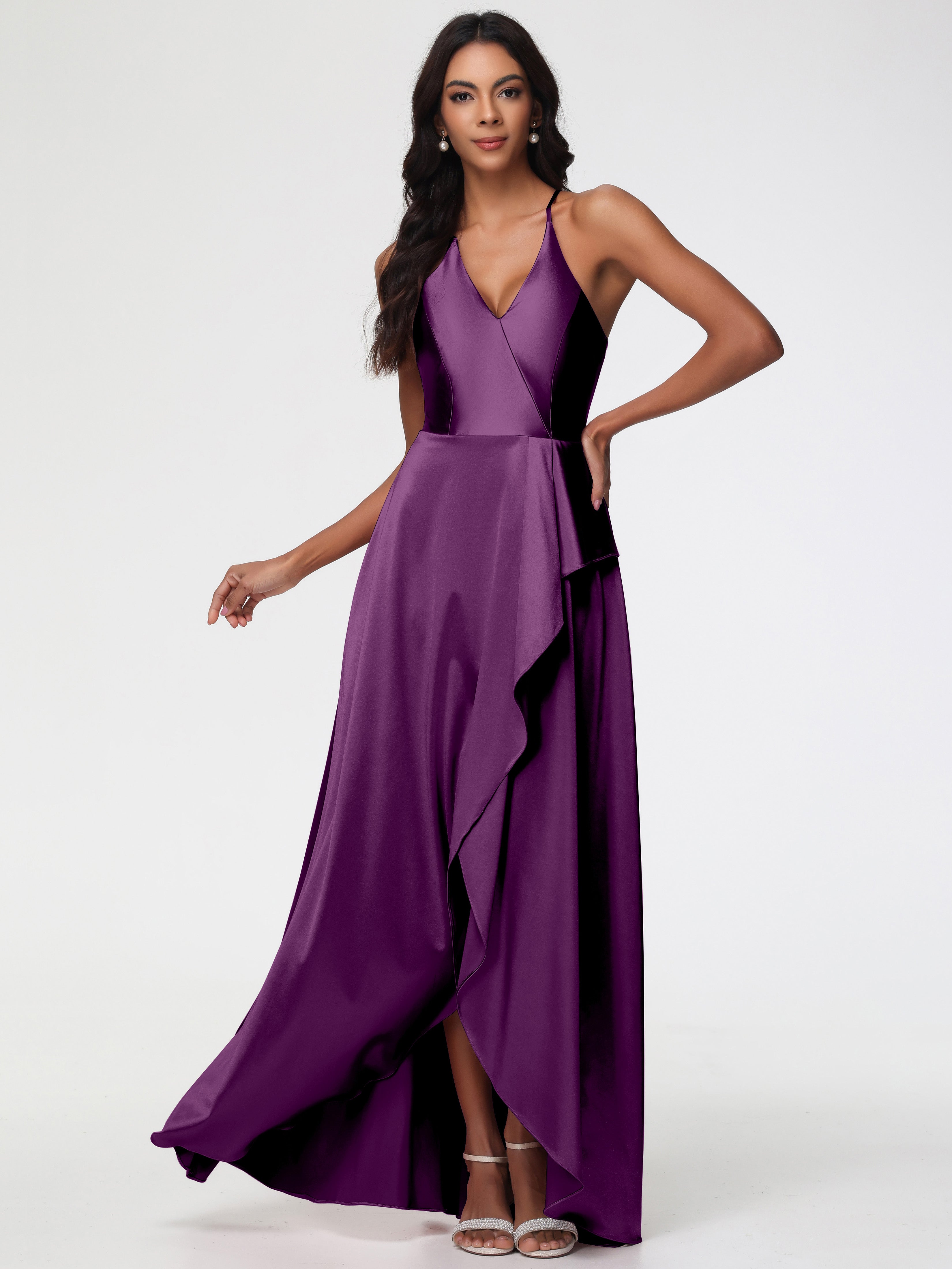 Robes De Demoiselle D'Honneur En Raisin Robe Asymétrique Demoiselle D Honneur Avec Décolleté En V