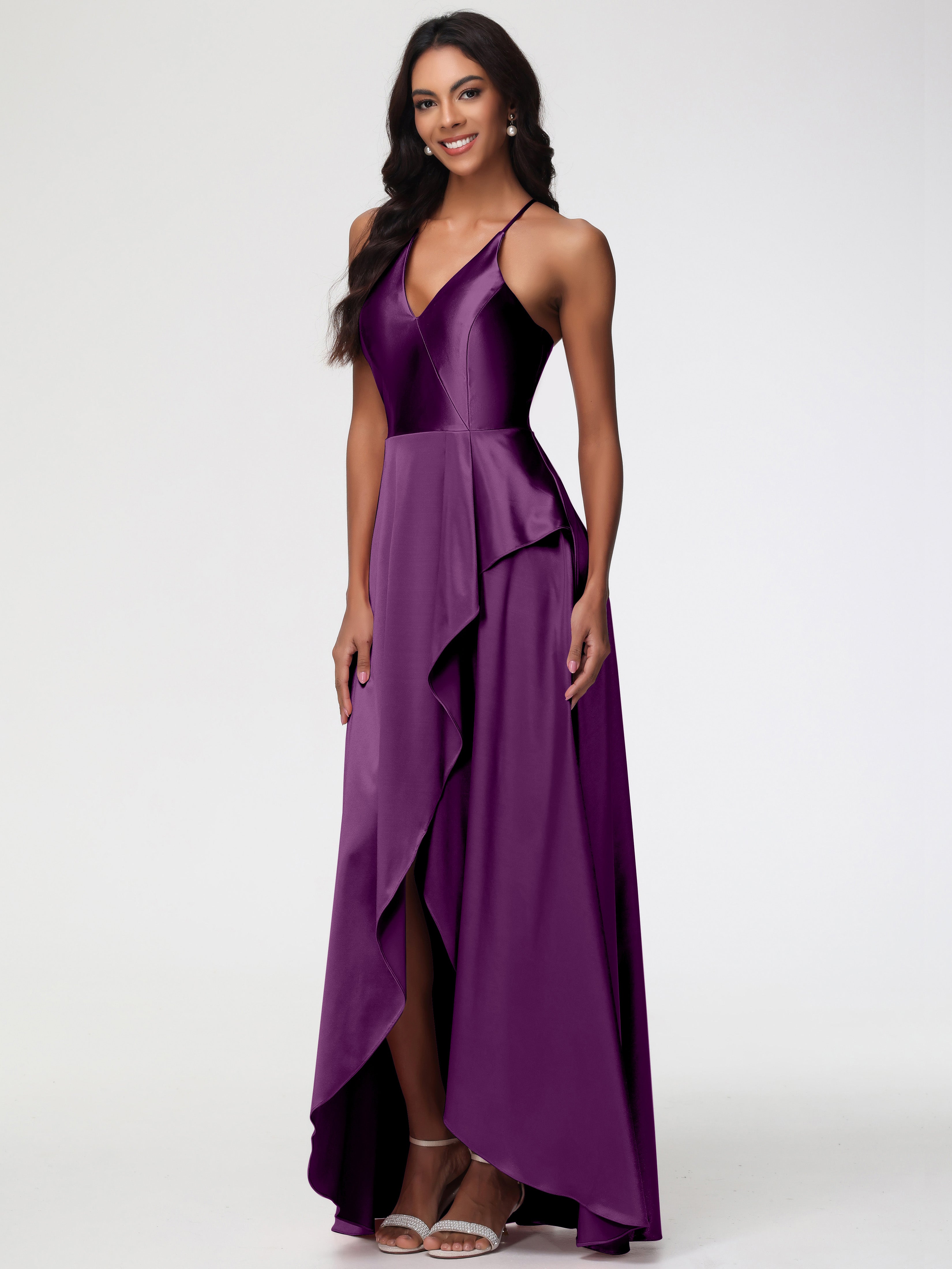 Robes De Demoiselle D'Honneur En Raisin Robe Asymétrique Demoiselle D Honneur Avec Décolleté En V