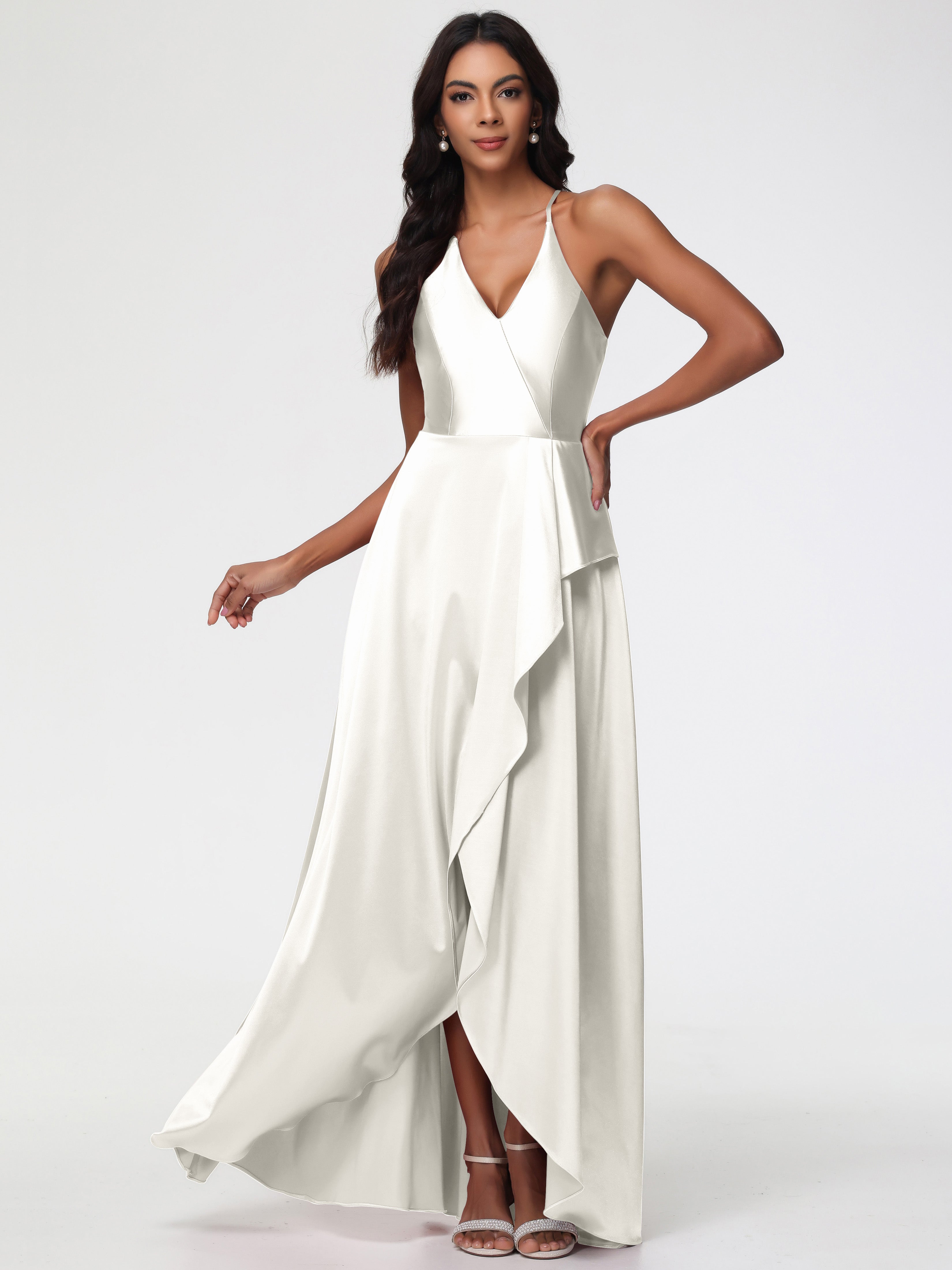 Robe De Demoiselle D Honneur Ivoire Robe Asymétrique Demoiselle D Honneur Avec Décolleté En V