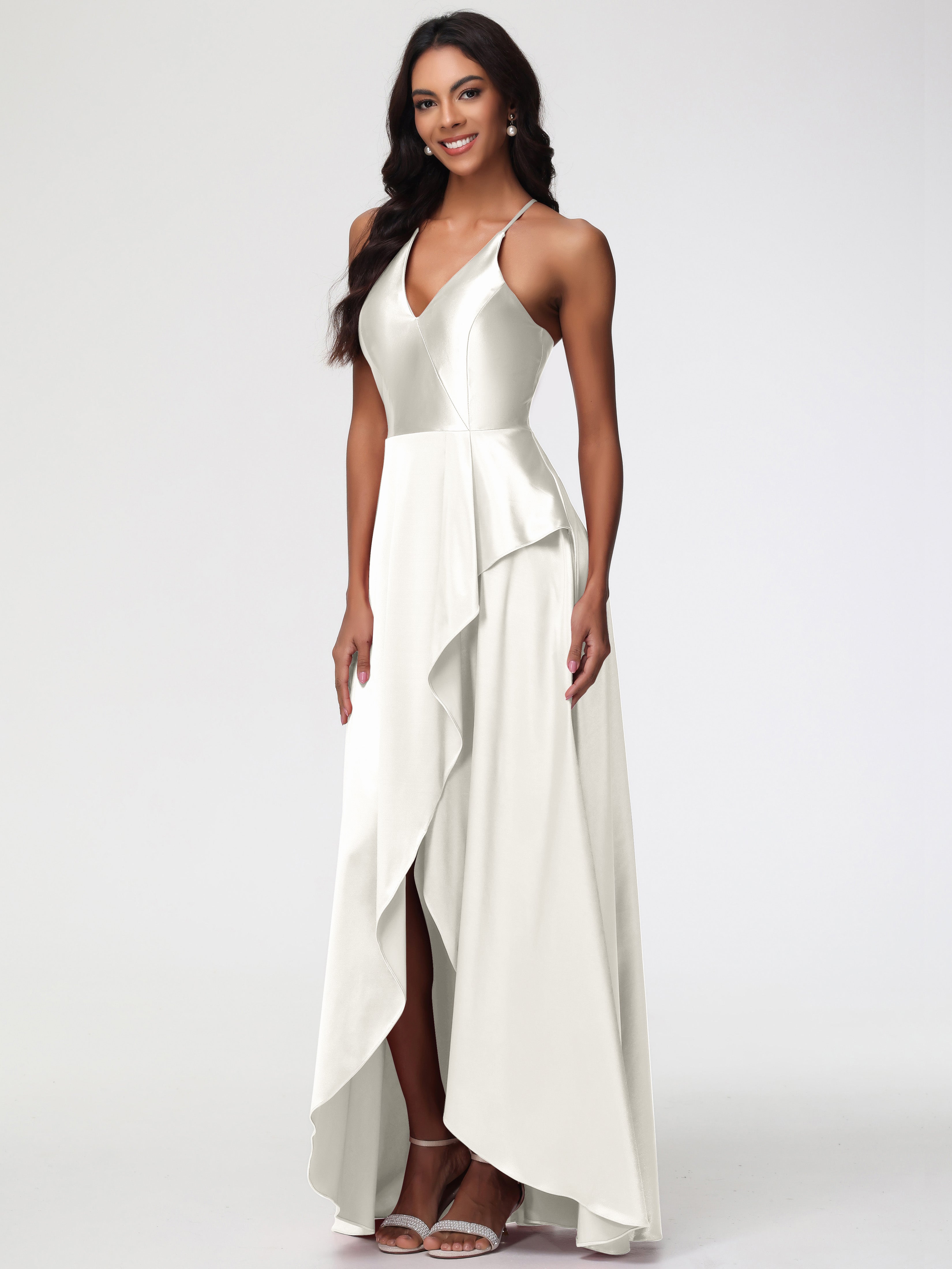 Robe De Demoiselle D Honneur Ivoire Robe Asymétrique Demoiselle D Honneur Avec Décolleté En V