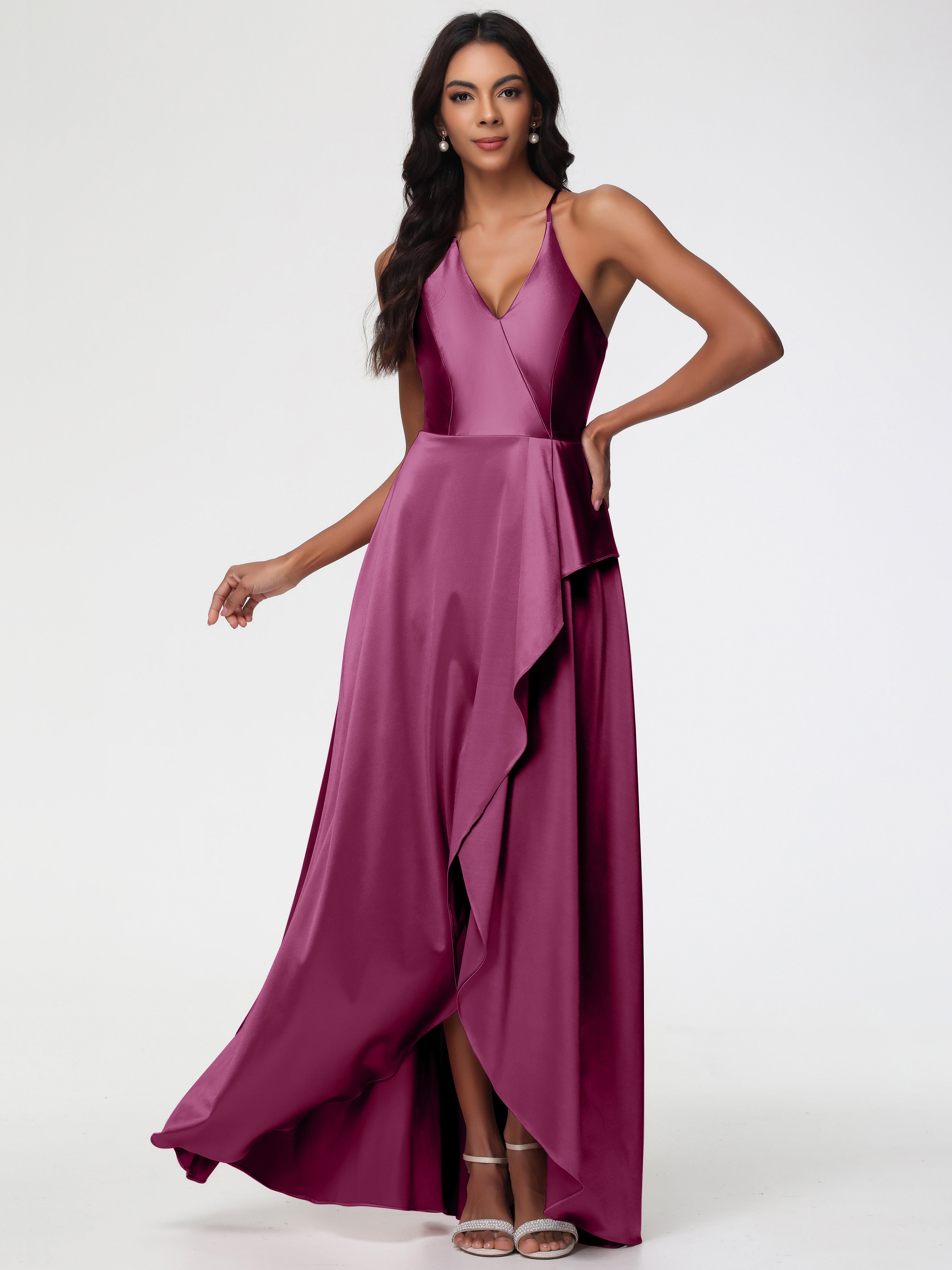 Robes De Demoiselle D'Honneur Mure Robe Asymétrique Demoiselle D Honneur Avec Décolleté En V