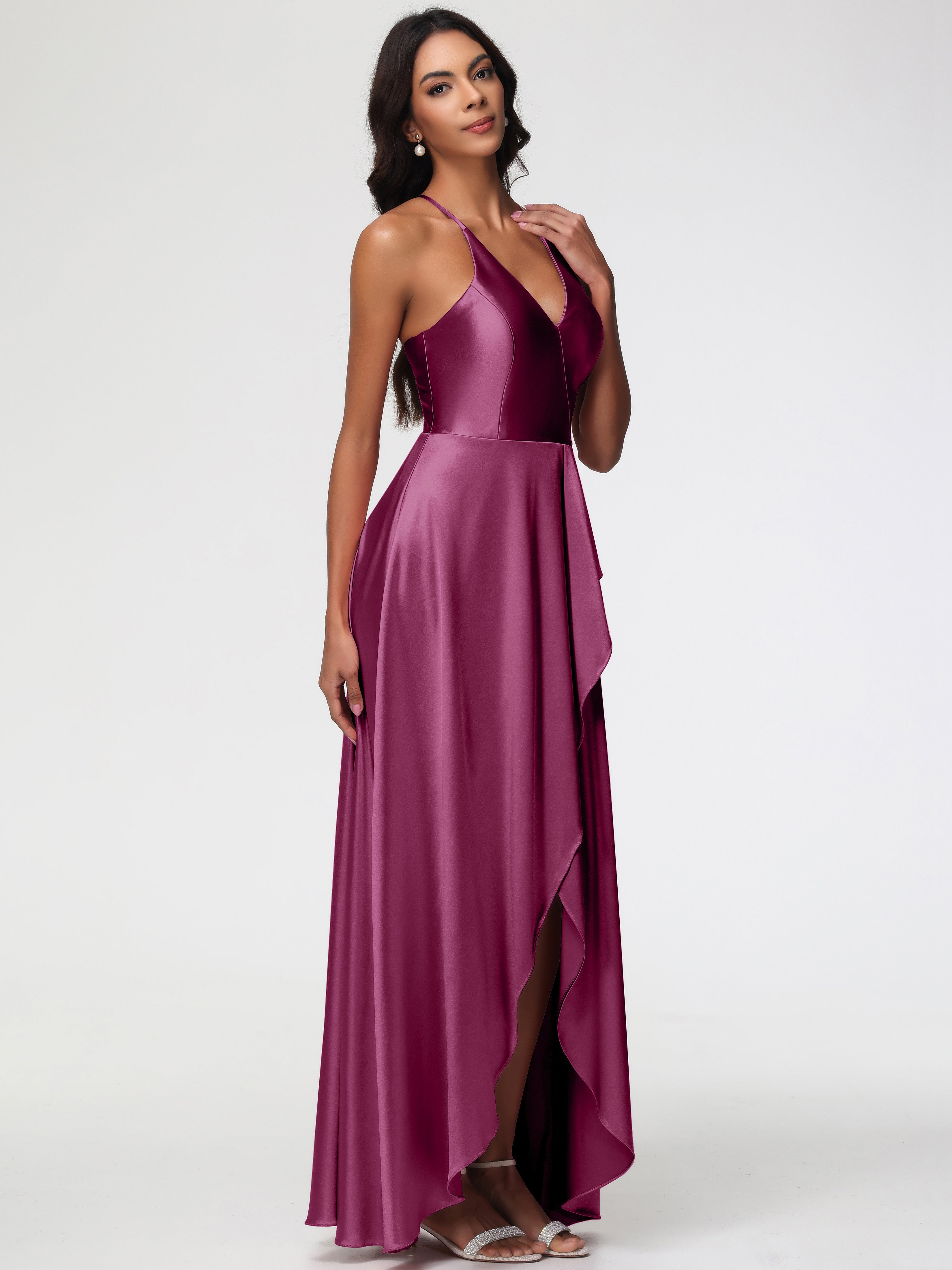 Robes De Demoiselle D'Honneur Mure Robe Asymétrique Demoiselle D Honneur Avec Décolleté En V