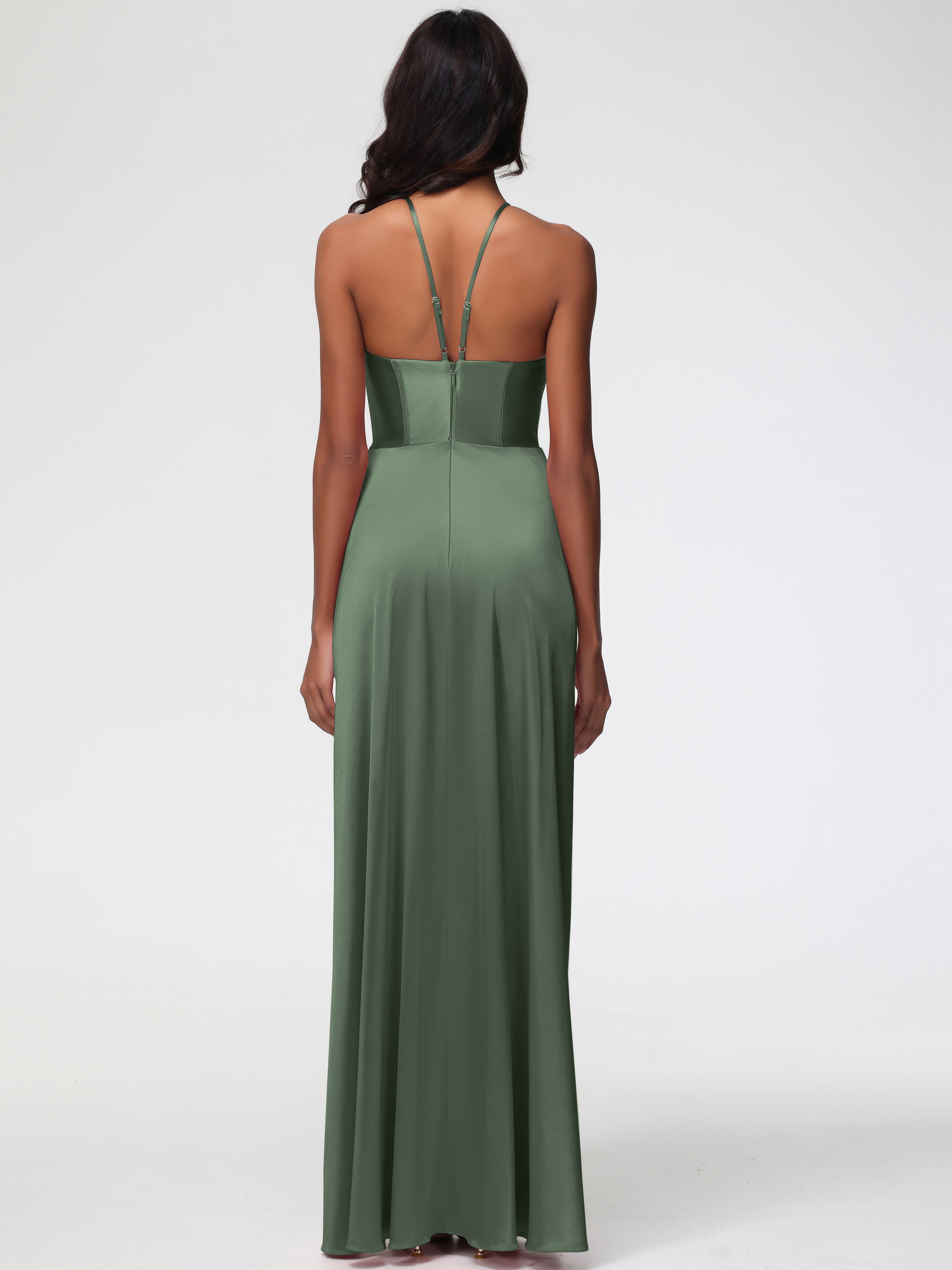 Robe Demoiselle D Honneur Olive Robe Asymétrique Demoiselle D Honneur Avec Décolleté En V