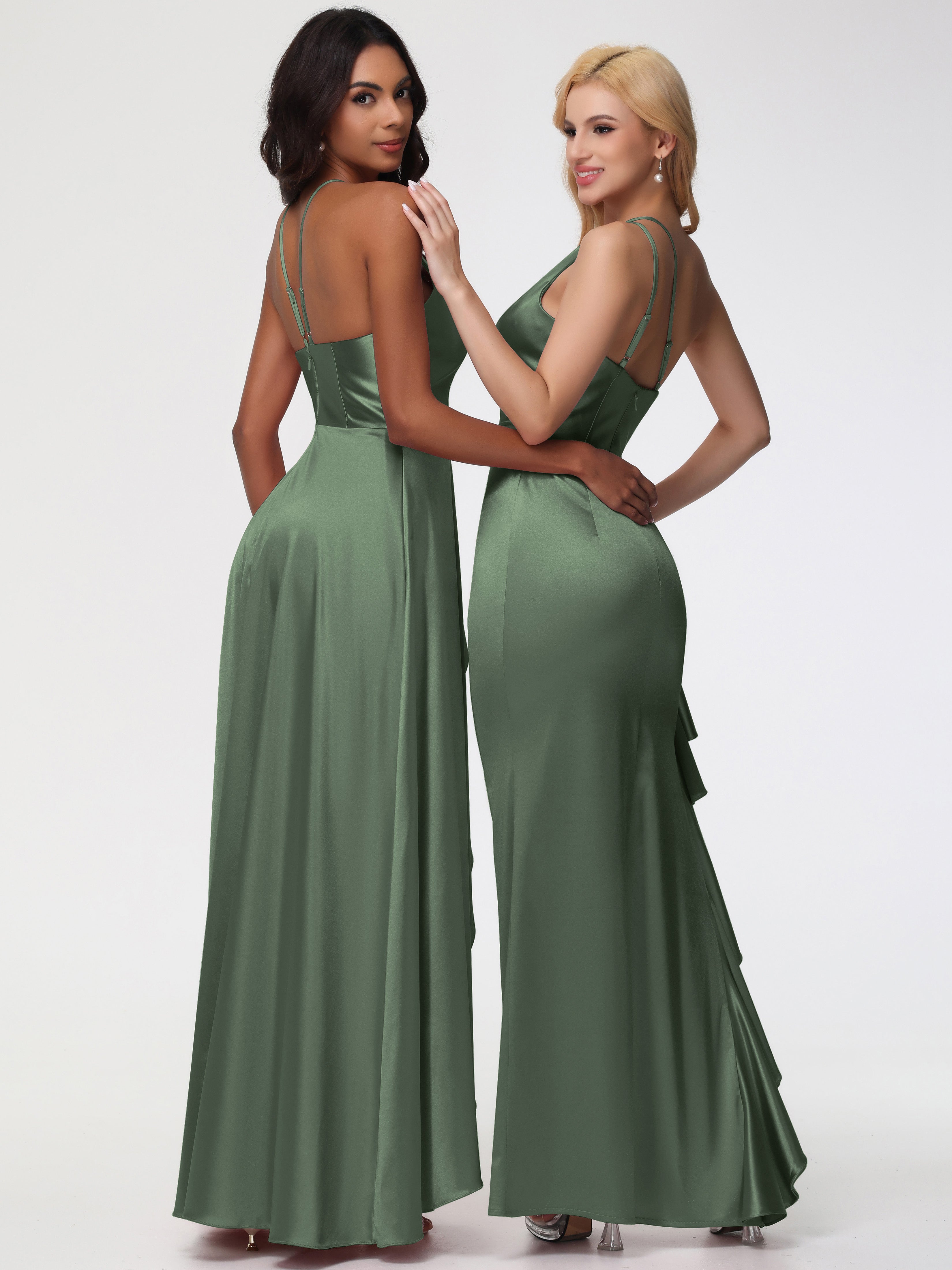 Robe Demoiselle D Honneur Olive Robe Asymétrique Demoiselle D Honneur Avec Décolleté En V