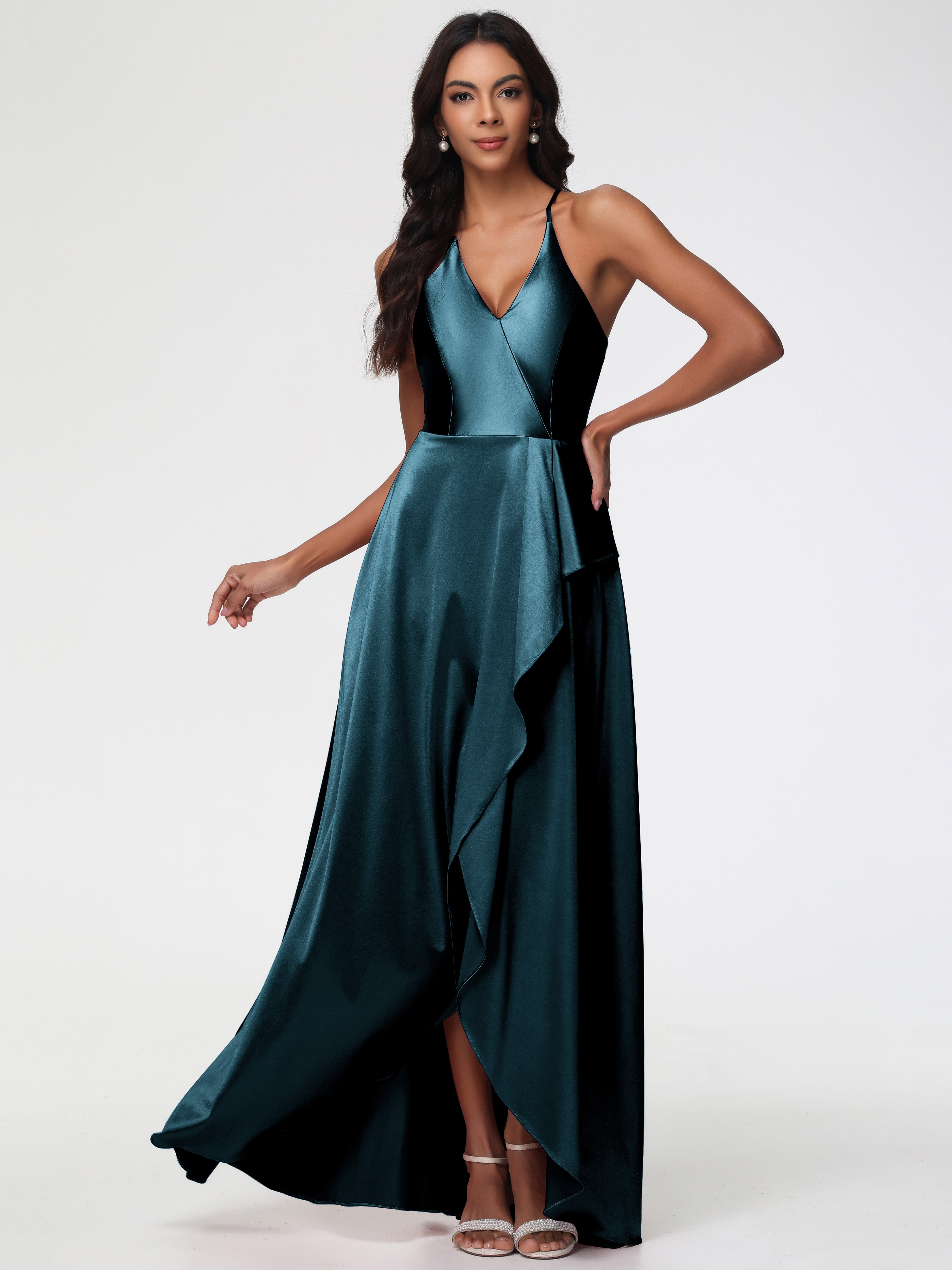 Robes De Demoiselle D'Honneur Paon Robe Asymétrique Demoiselle D Honneur Avec Décolleté En V