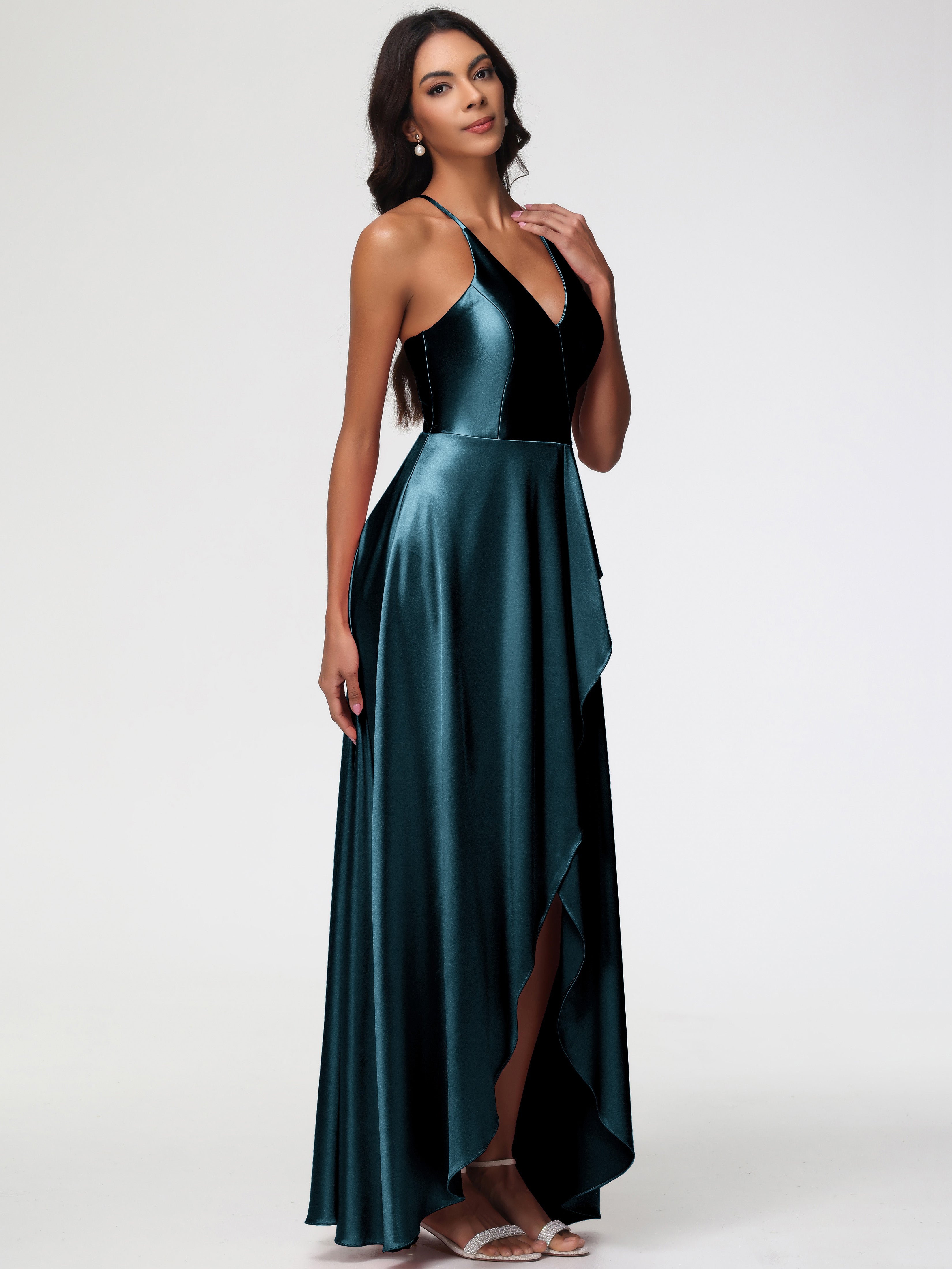 Robes De Demoiselle D'Honneur Paon Robe Asymétrique Demoiselle D Honneur Avec Décolleté En V