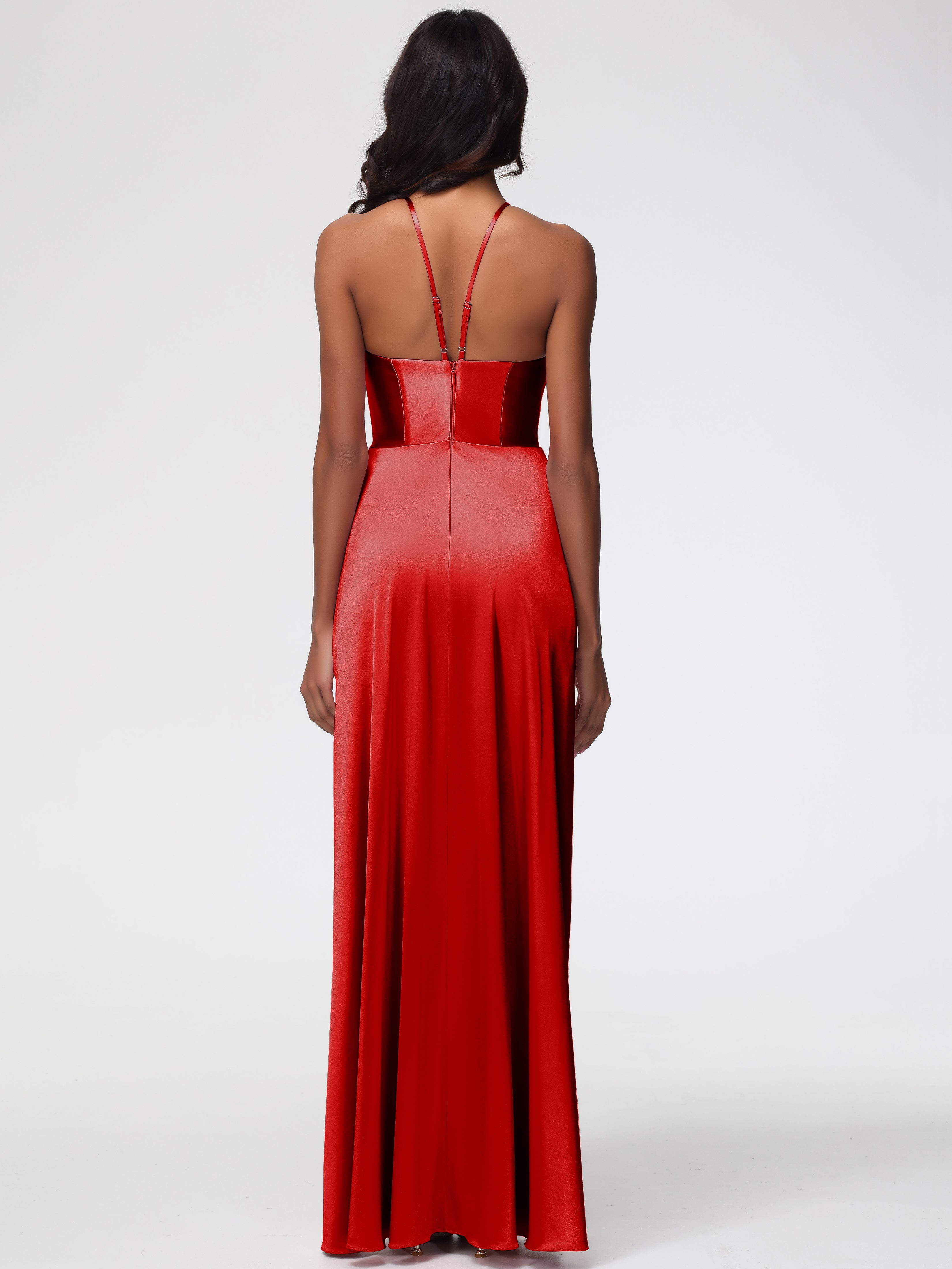 Robe De Demoiselle D Honneur Rouge Robe Asymétrique Demoiselle D Honneur Avec Décolleté En V