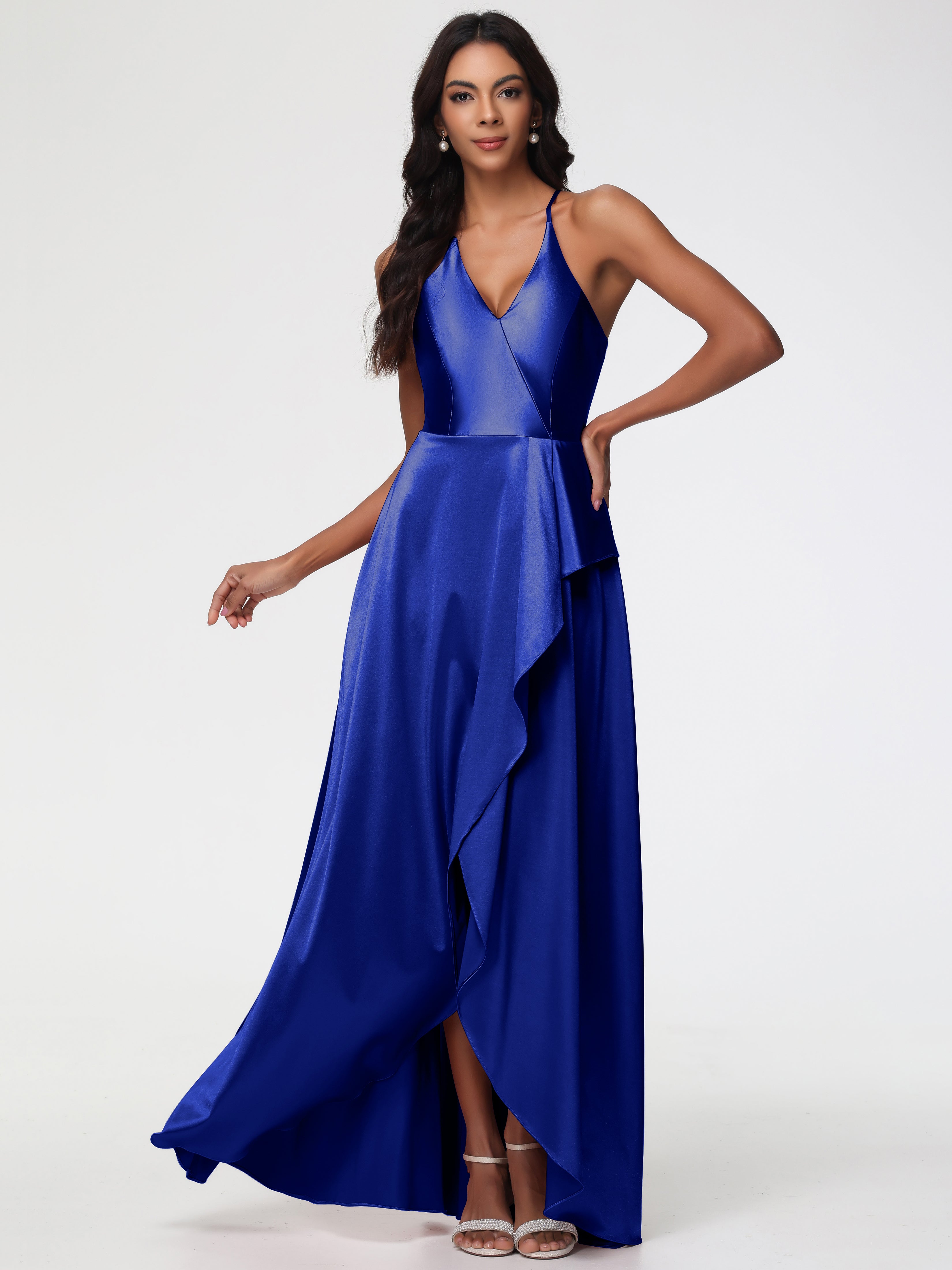 Robe De Demoiselle D Honneur Bleu Royal Robe Asymétrique Demoiselle D Honneur Avec Décolleté En V
