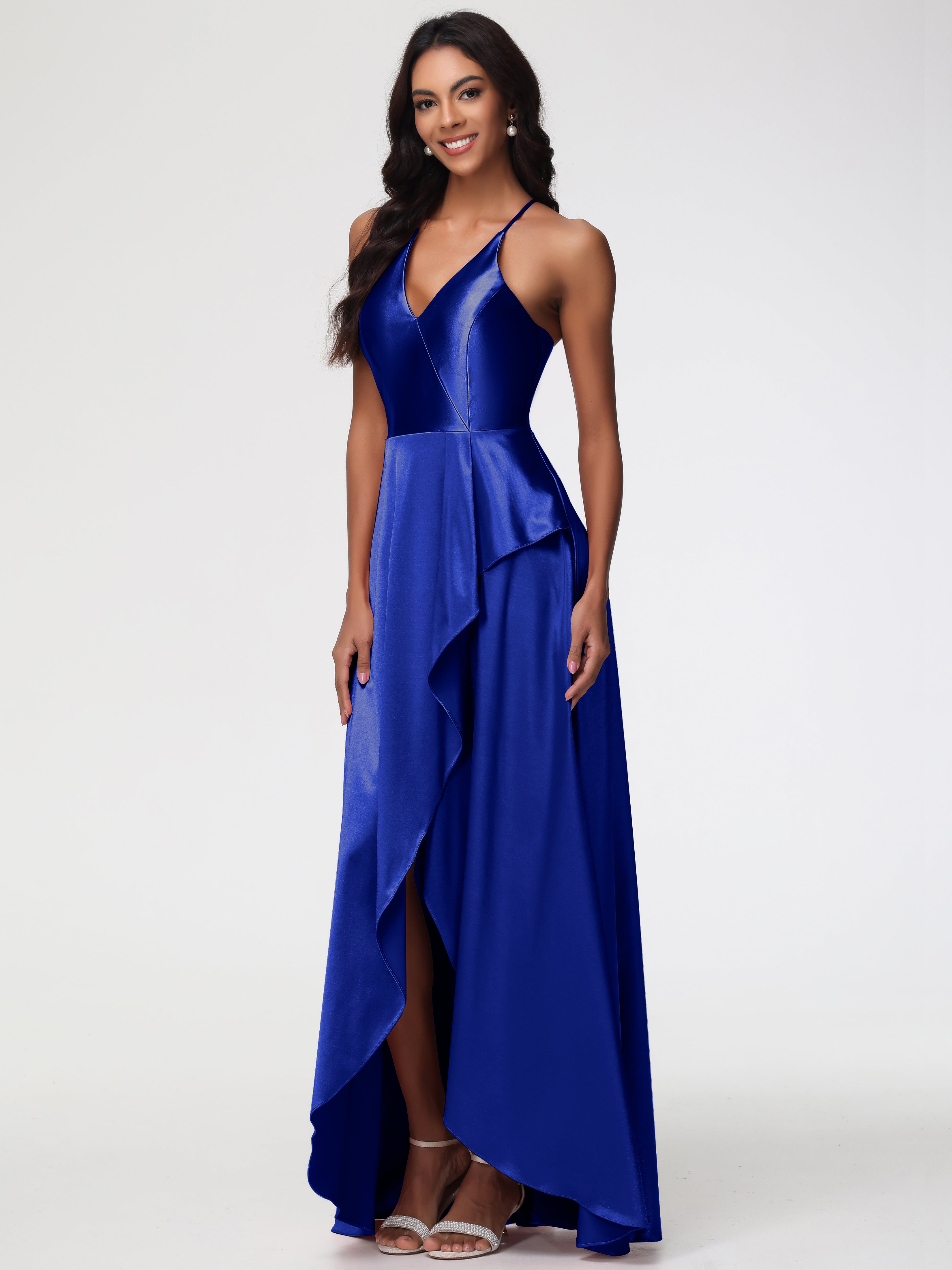 Robe De Demoiselle D Honneur Bleu Royal Robe Asymétrique Demoiselle D Honneur Avec Décolleté En V