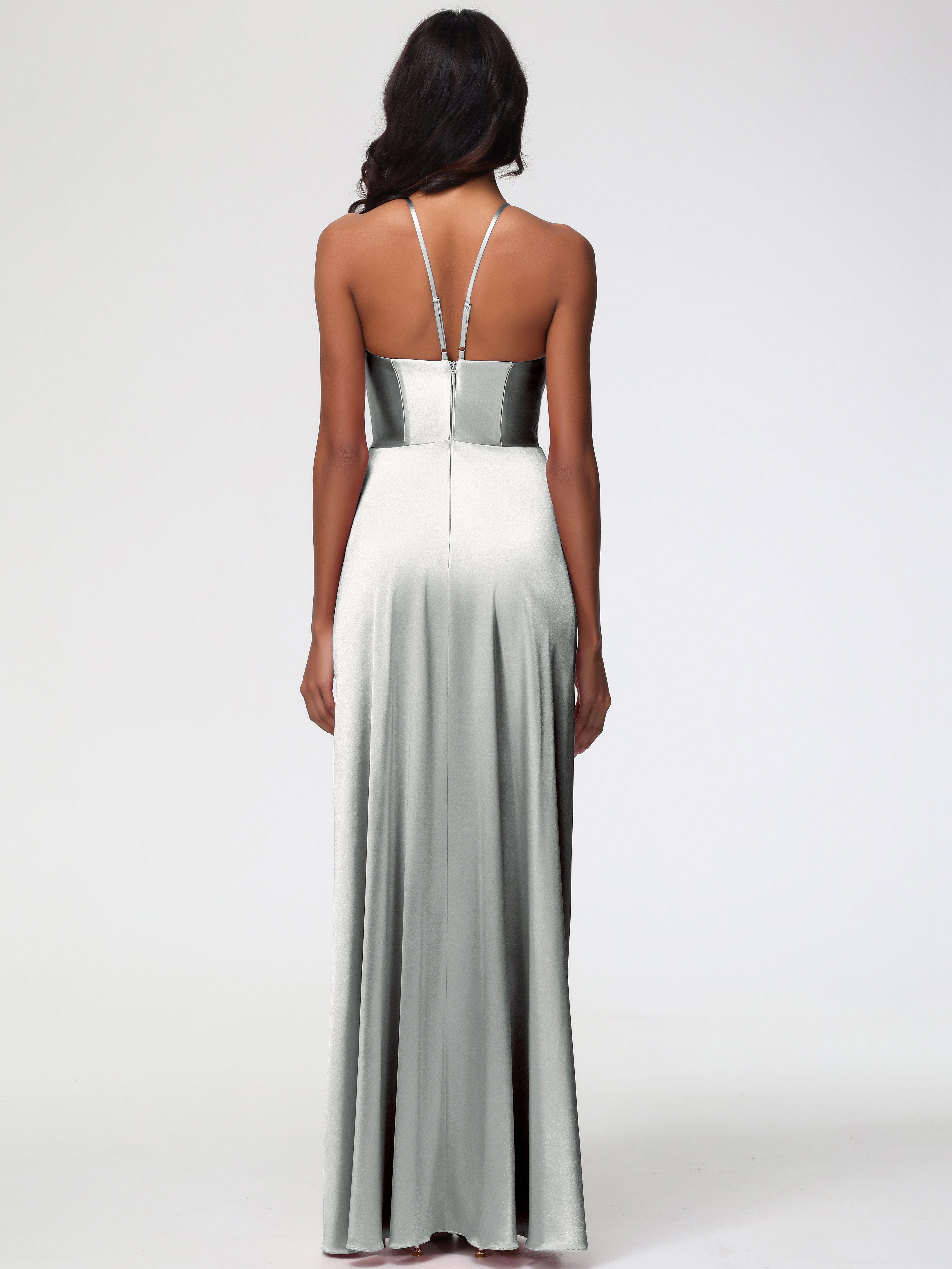 Robe Argentée Demoiselle D Honneur Robe Asymétrique Demoiselle D Honneur Avec Décolleté En V