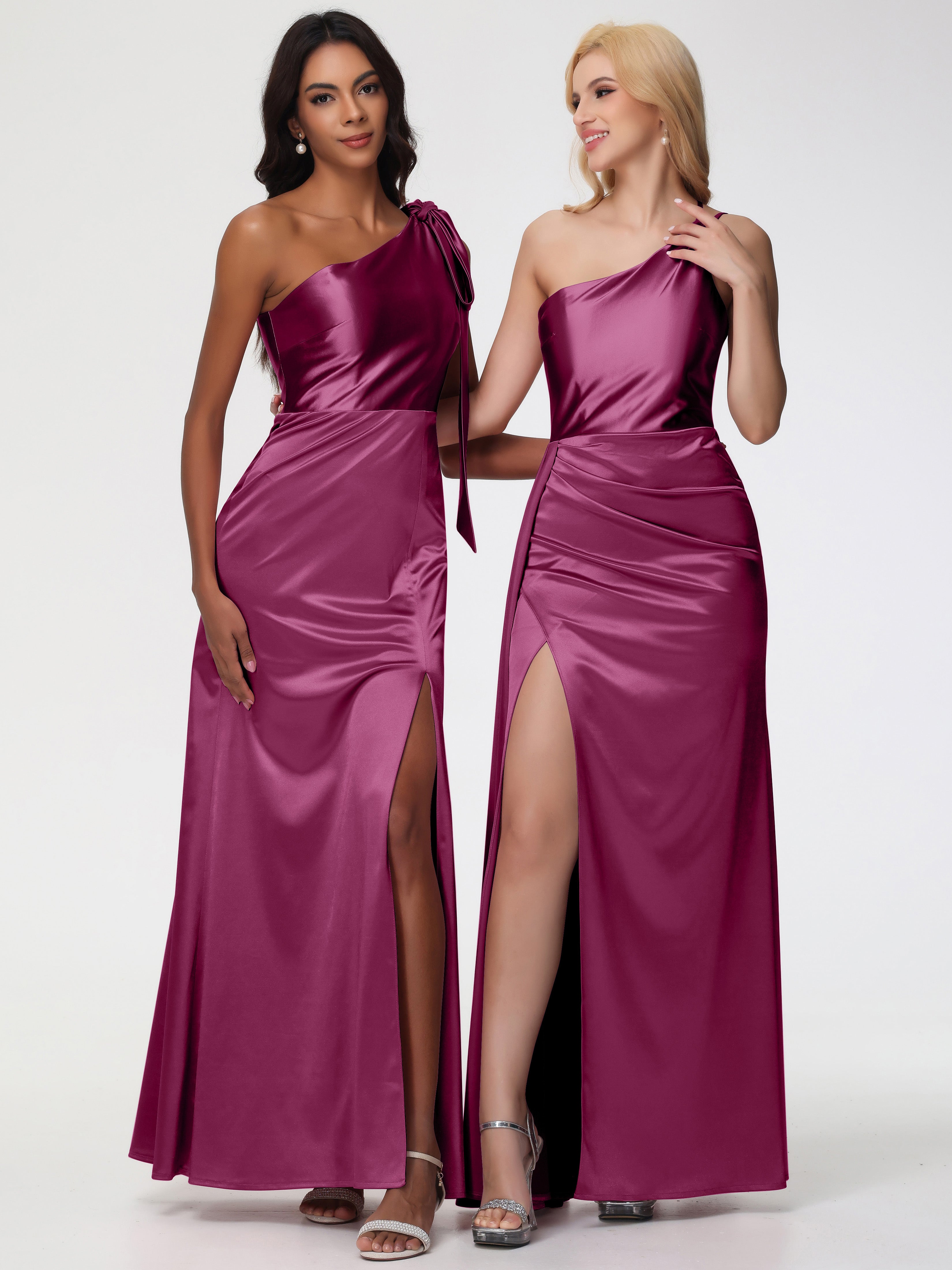 Robes De Demoiselle D'Honneur Mure Satin Extensible Seule-Épaule Robe Fourreau Demoiselle D Honneur