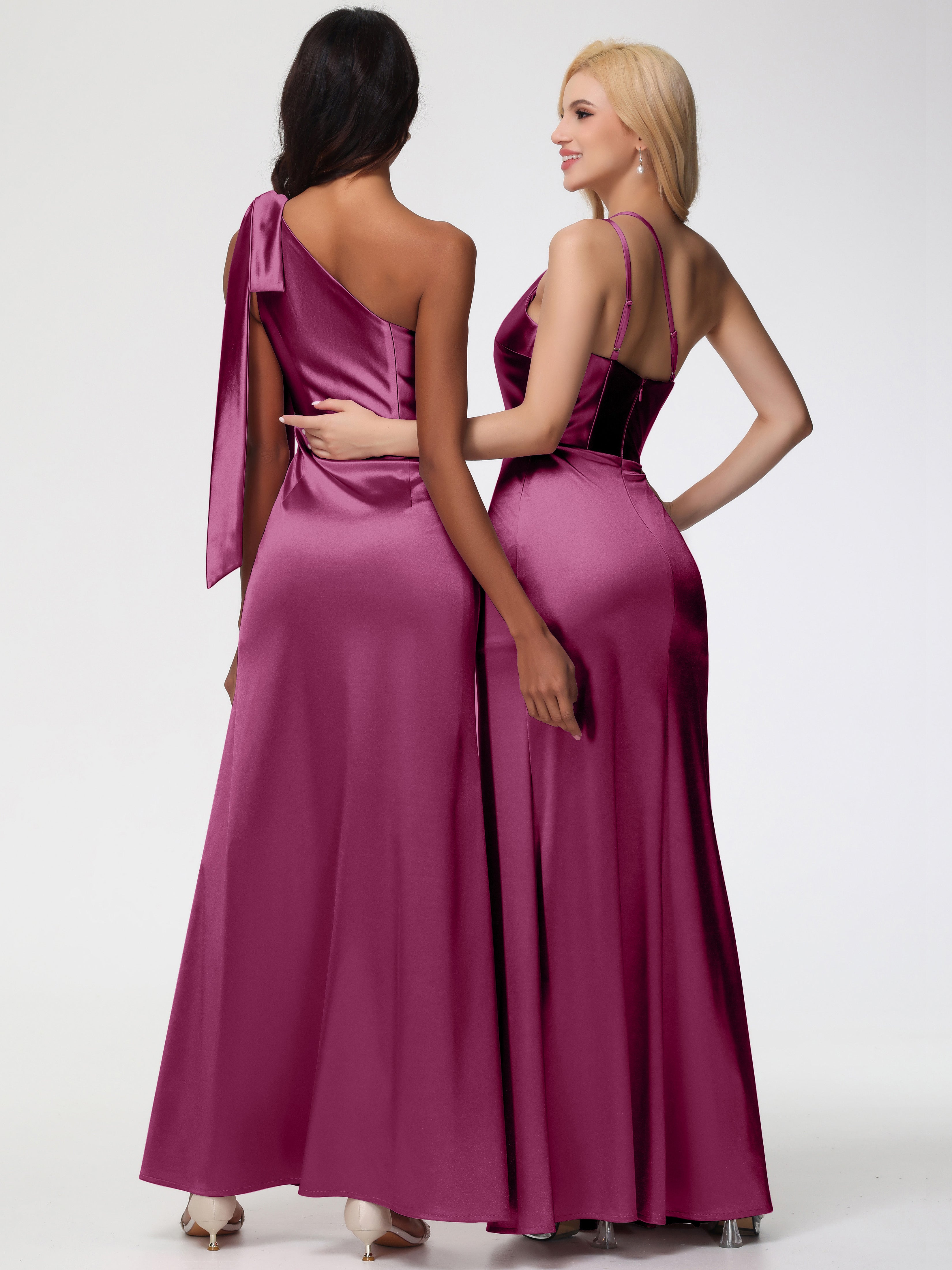 Robes De Demoiselle D'Honneur Mure Satin Extensible Seule-Épaule Robe Fourreau Demoiselle D Honneur