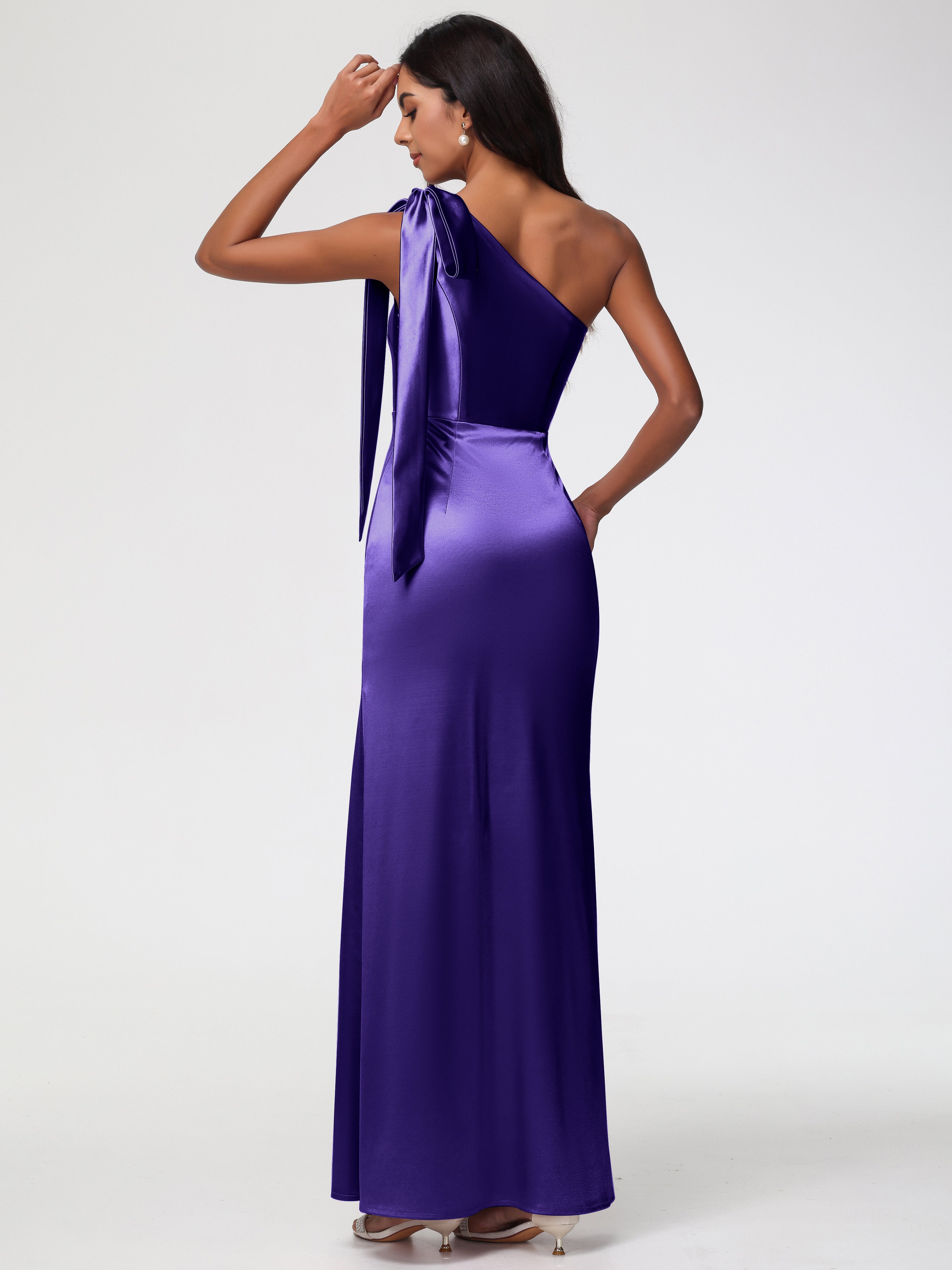 Robes De Demoiselle D'Honneur En Régence Satin Extensible Seule-Épaule Robe Fourreau Demoiselle D Honneur