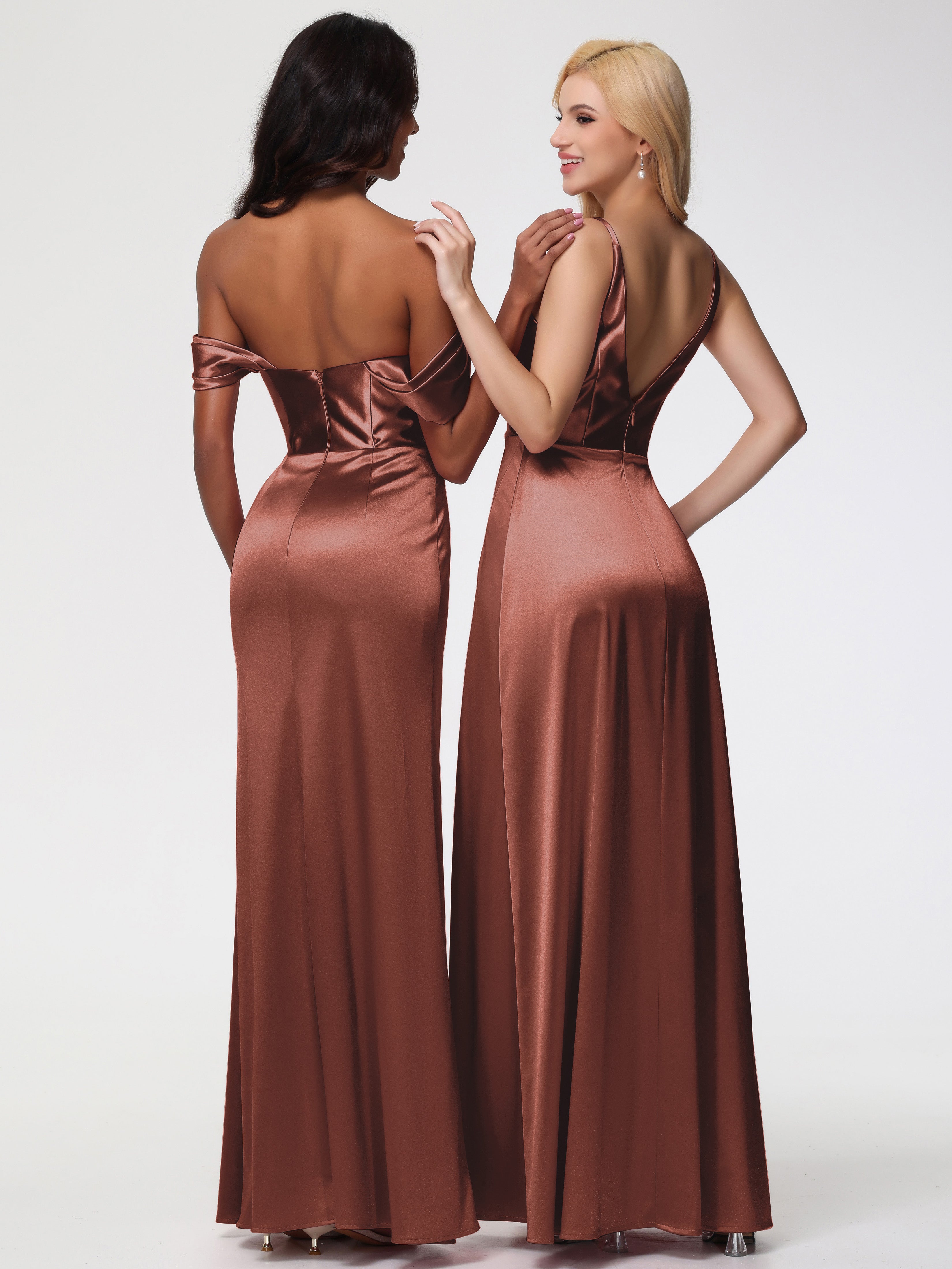 Rouille Robe Demoiselle D Honneur Terracotta Satin Extensible Robe Fourreau Demoiselle D Honneur Epaule Dénudée