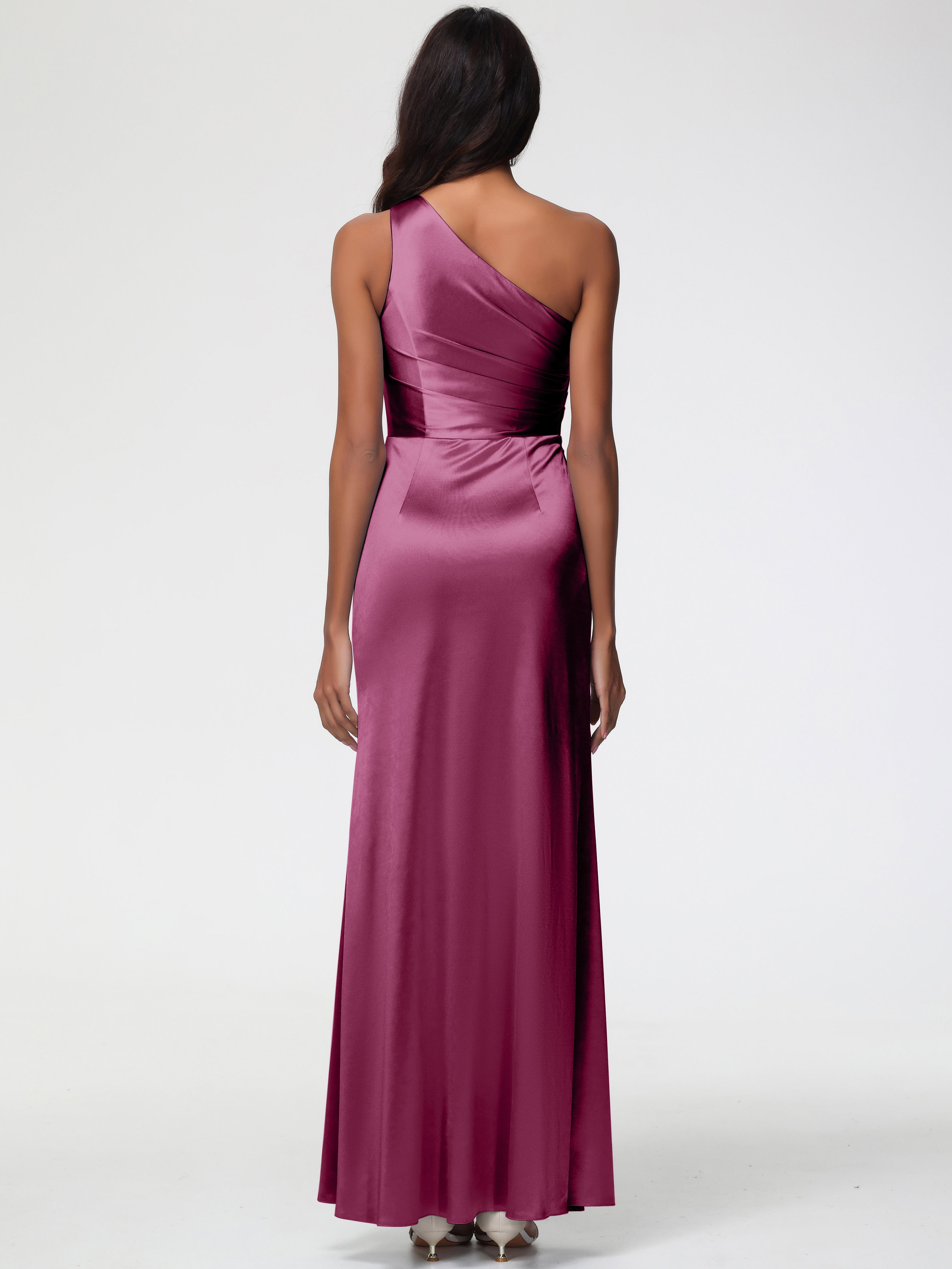 Robes De Demoiselle D'Honneur Mure Seule-Épaule Satin Extensible Robe Fourreau Demoiselle D Honneur