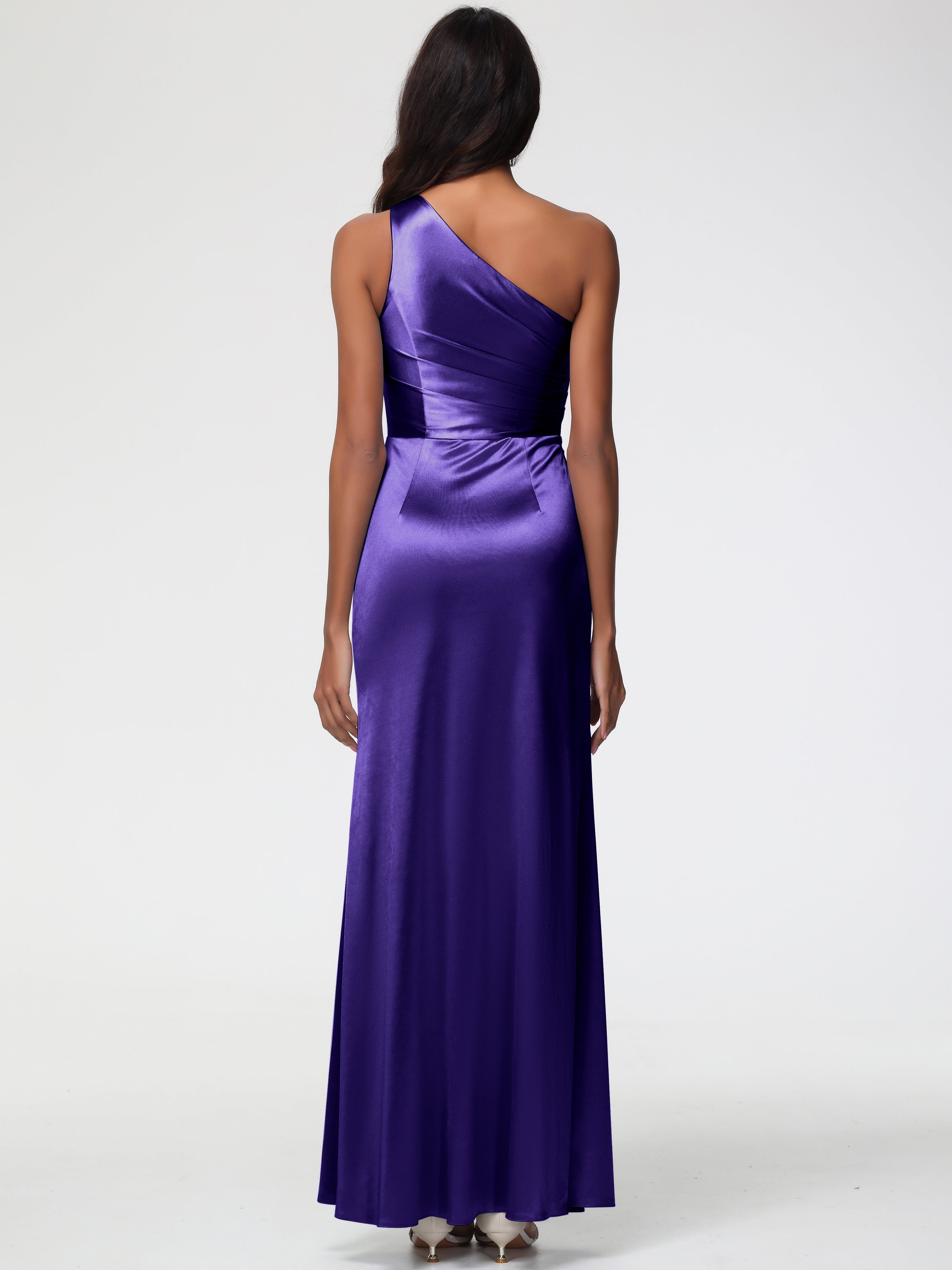 Robes De Demoiselle D'Honneur En Régence Seule-Épaule Satin Extensible Robe Fourreau Demoiselle D Honneur