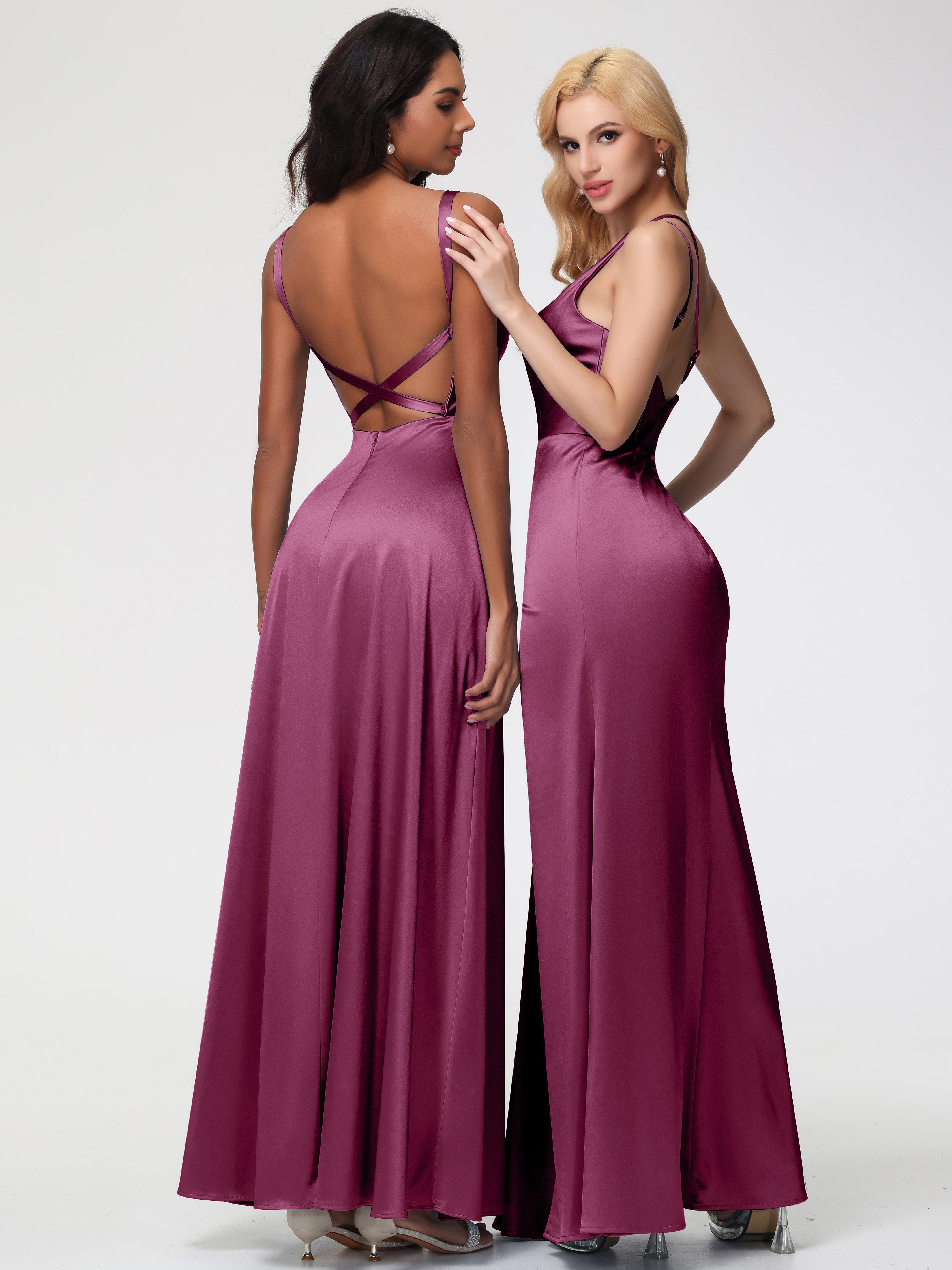 Robes De Demoiselle D'Honneur Mure Satin Extensible Seule-épaule Fourreau/Colonne Fendue Robe De Demoiselle D'Honneur